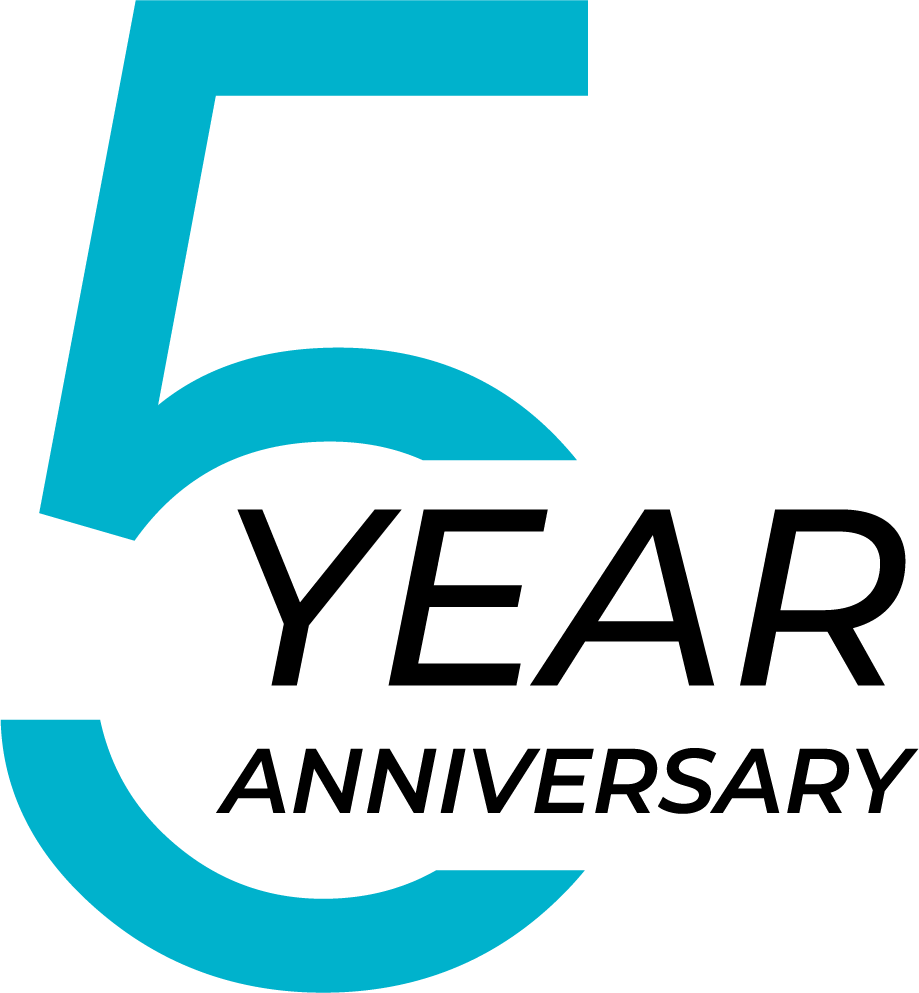 Logo that says 5 Year Anniversary