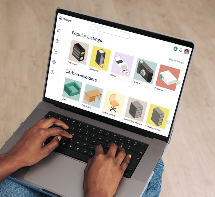 Person viewing the Michigan Materials Marketplace website on their laptop