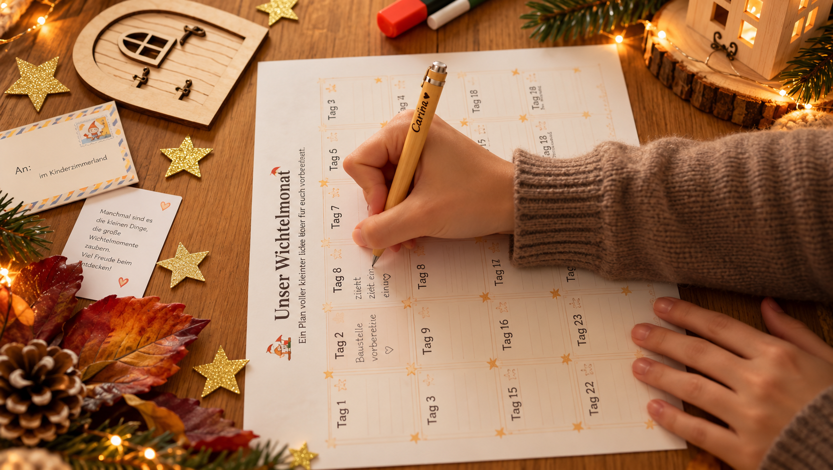 Gemütliche Wichtelplanung am Weihnachtstisch.png