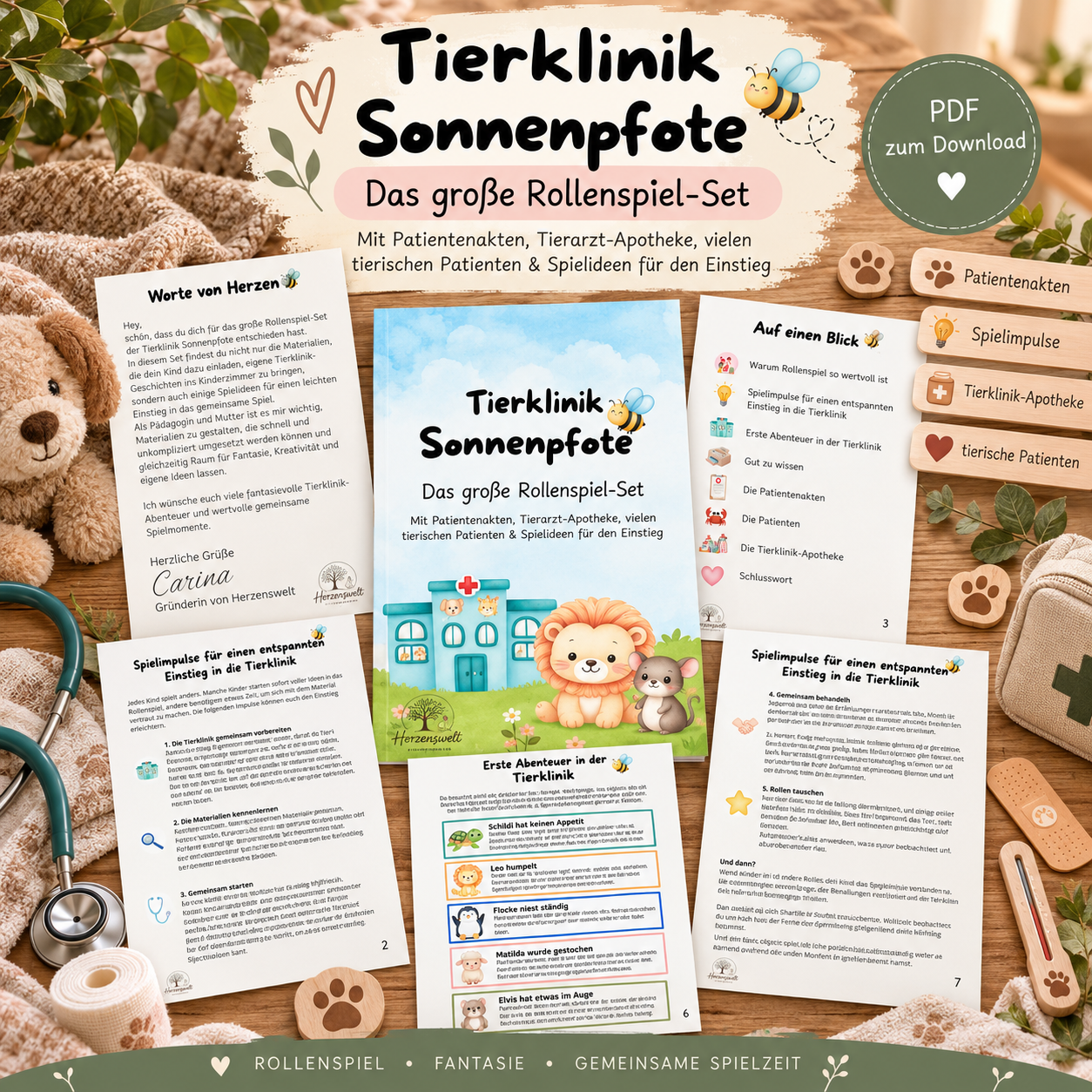 Große Rollenspielset Tierarztpraxis Sonnenpfote