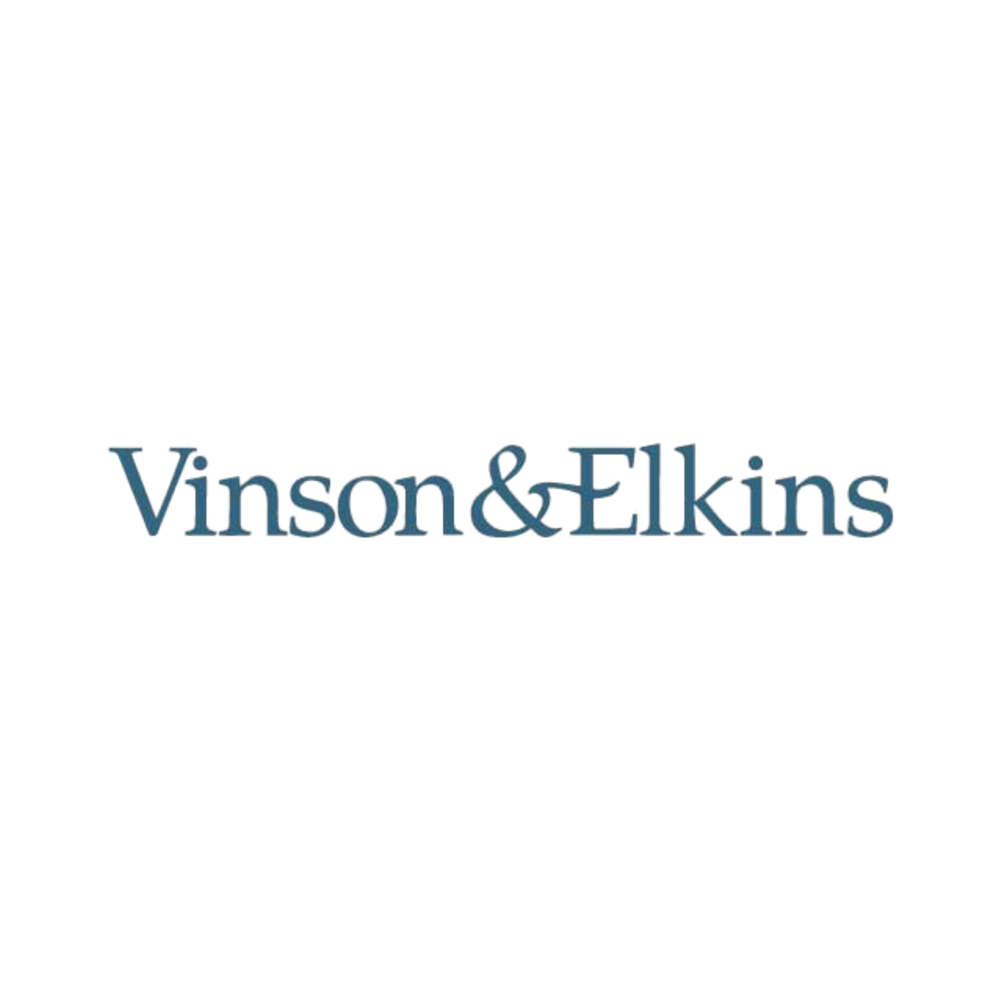 Vinson & Elkins logo with a stylized mountain peak above the company name in blue and red letters.