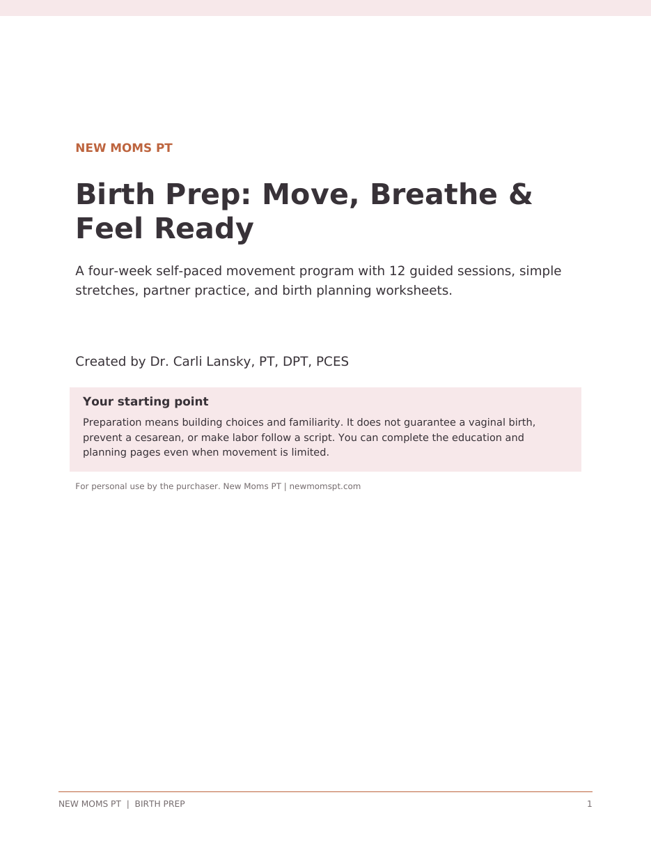 Birth Prep: Move, Breathe & Feel Ready