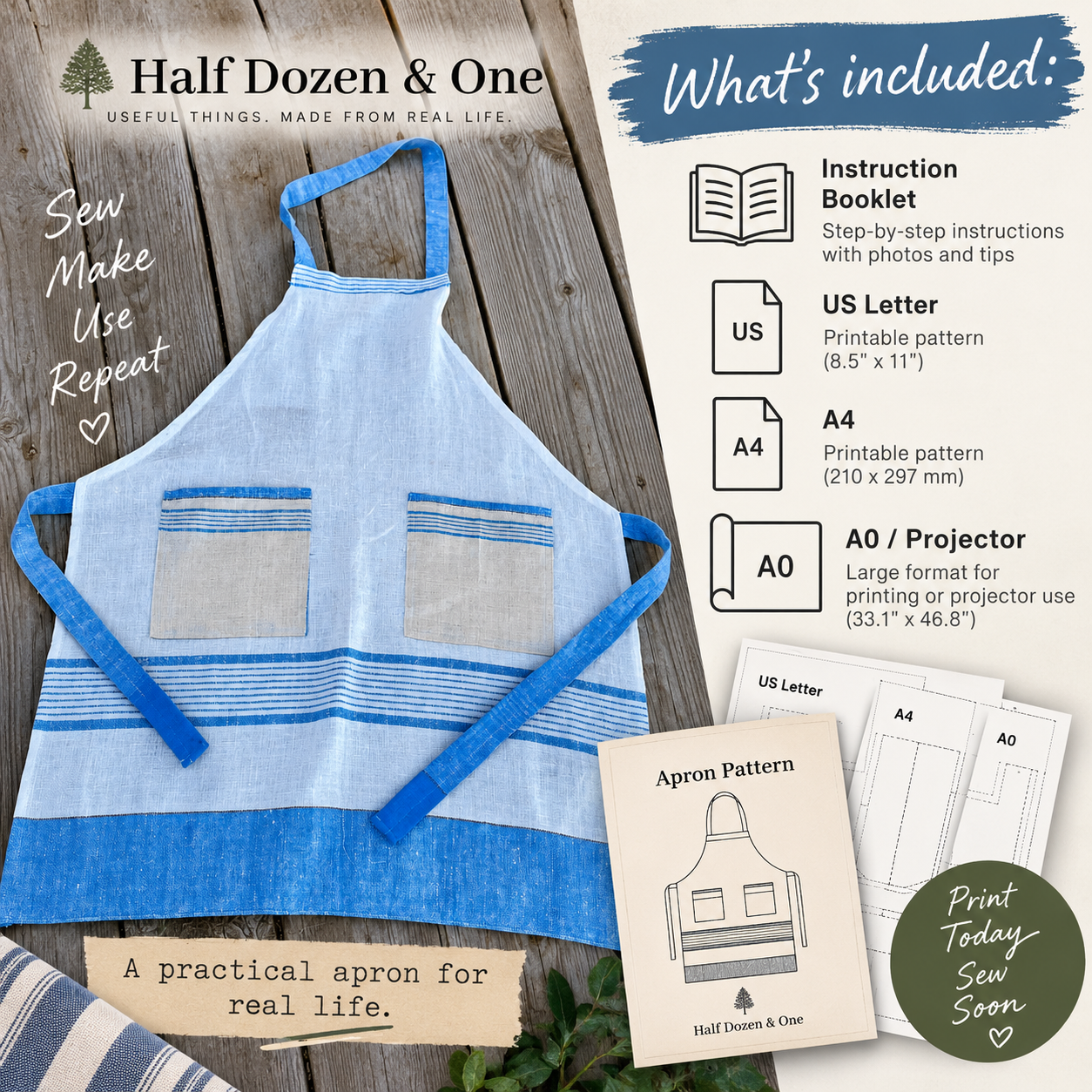 Heritage Apron PDF Sewing Pattern
