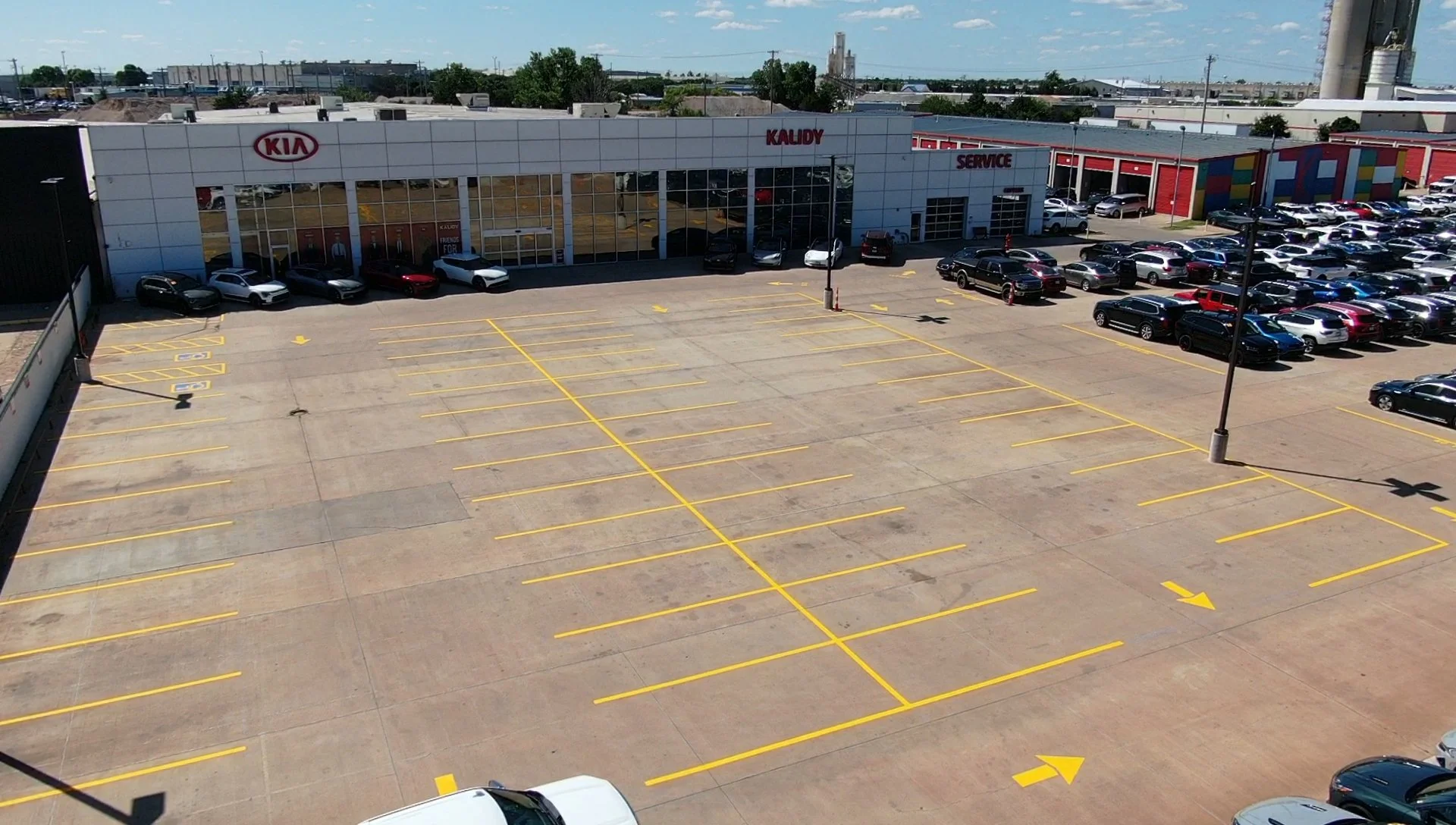 Parking lot line striping in Oklahoma city & Edmond, Kalidy Kia Project 01