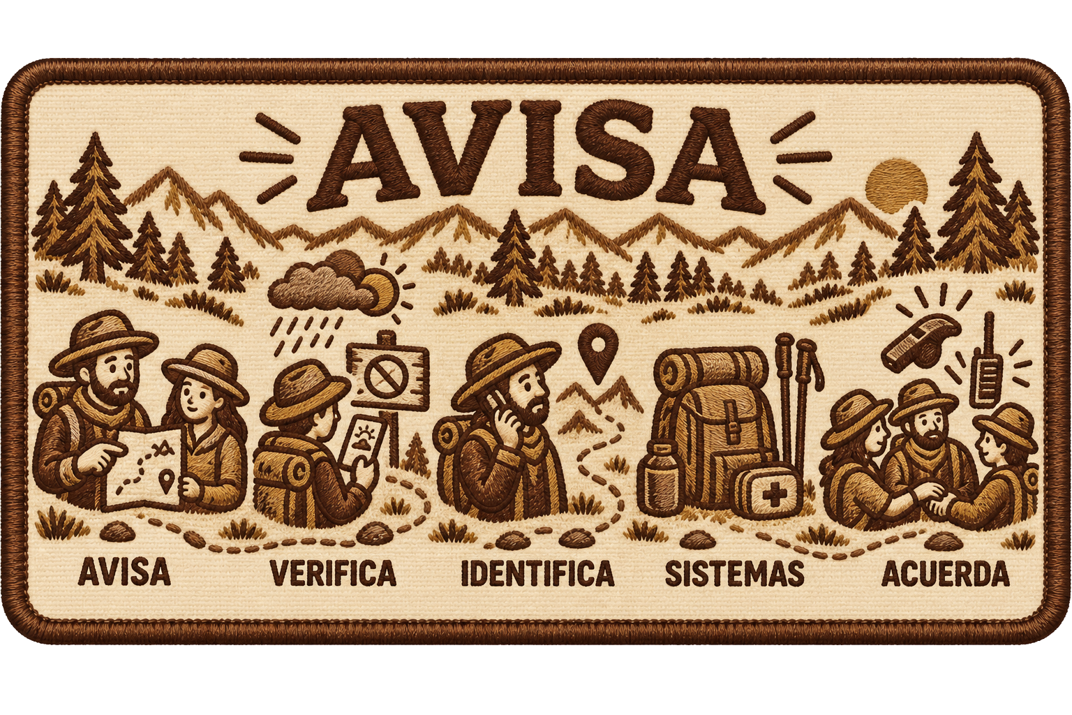 Protocolo AVISA antes de salir: avisar la ruta, verificar condiciones, identificar contactos, revisar sistemas y acordar respuesta.