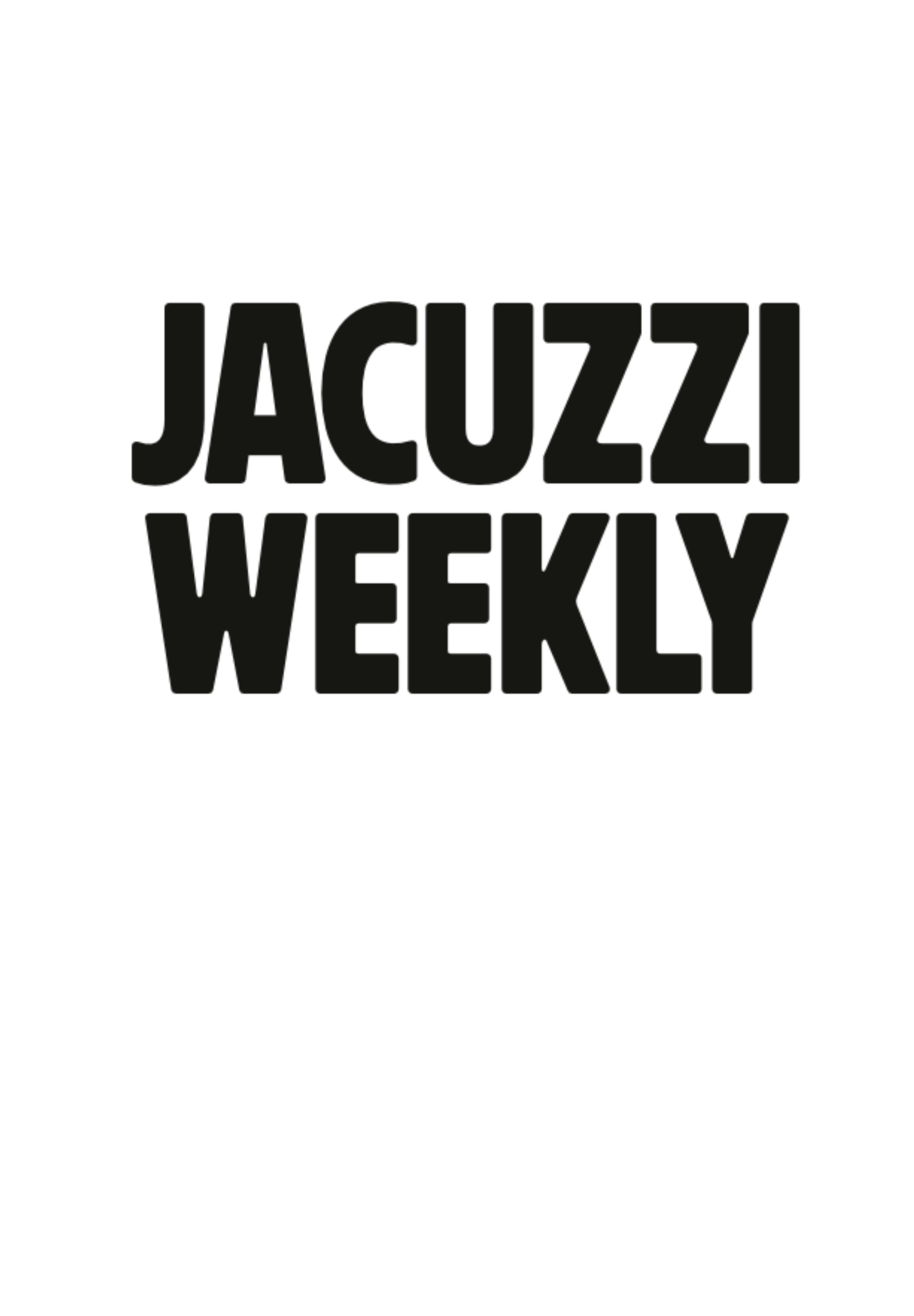 Black background with the text "JACUZZI WEEKLY" in bold, black letters