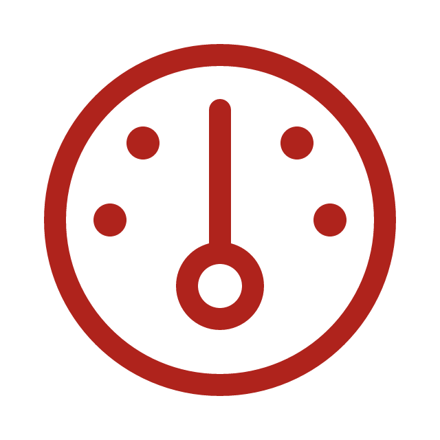 Red clock icon showing the time as 12:00.