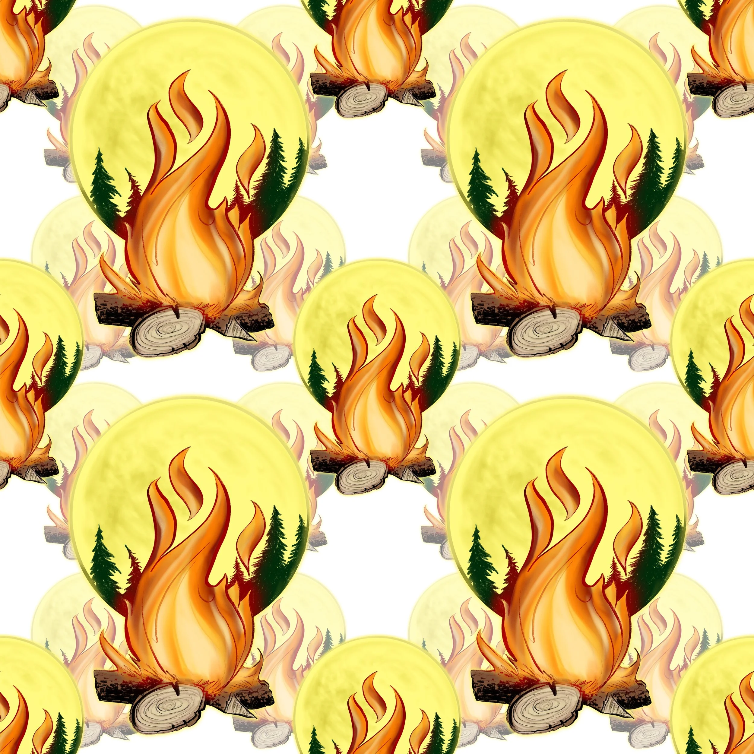 Campfire Forest Moon Background-Half scale