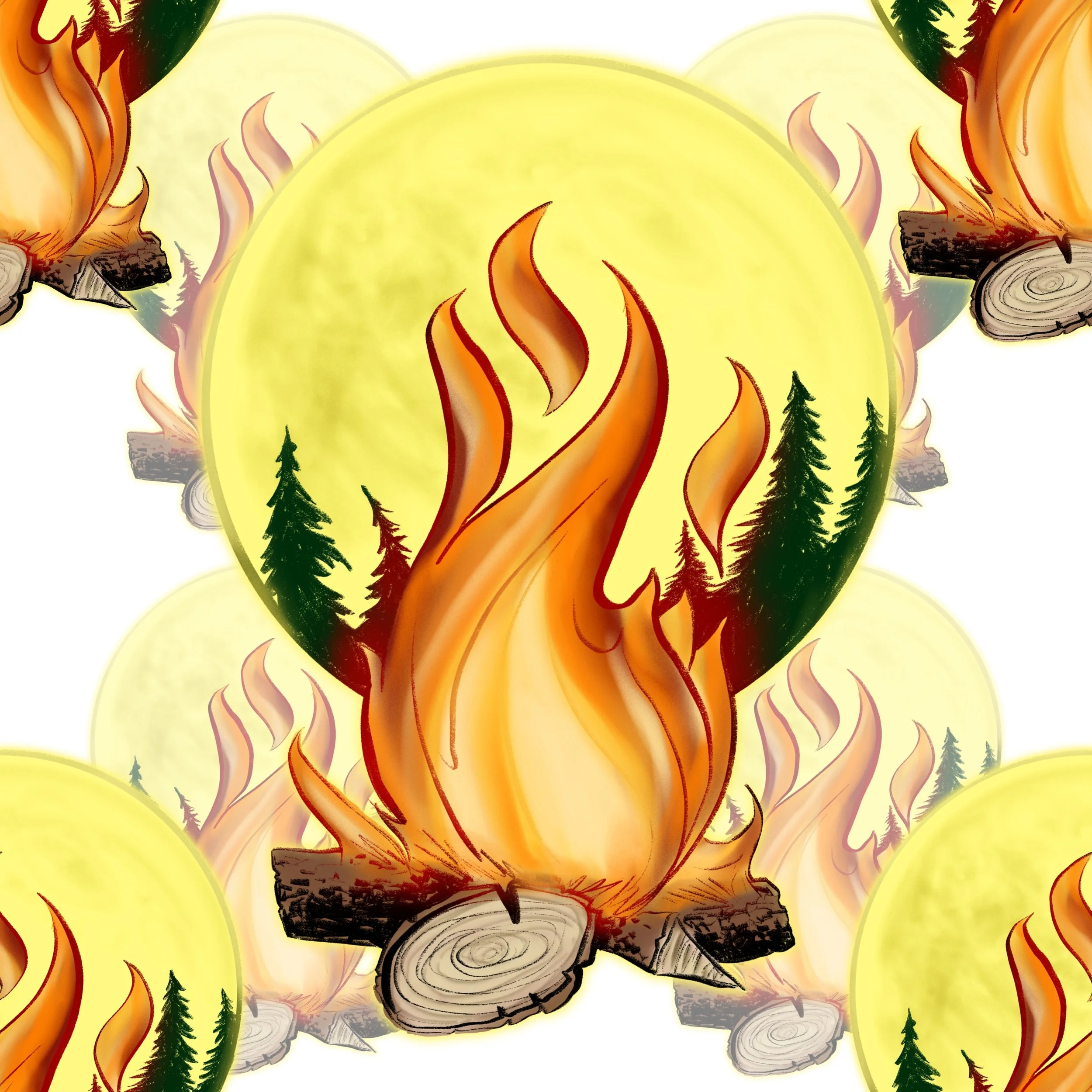 Campfire Forest Moon Background