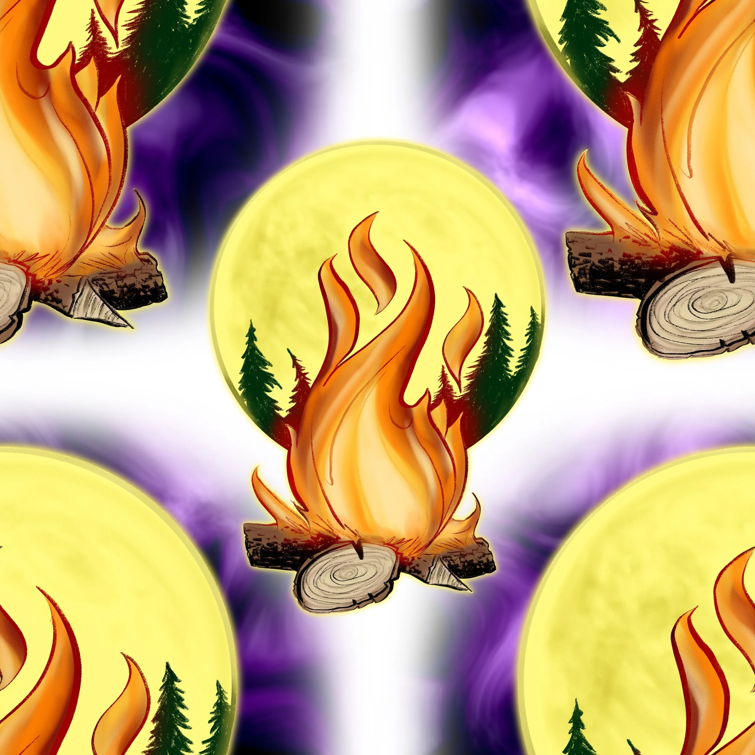 Campfire Purple Moon Background