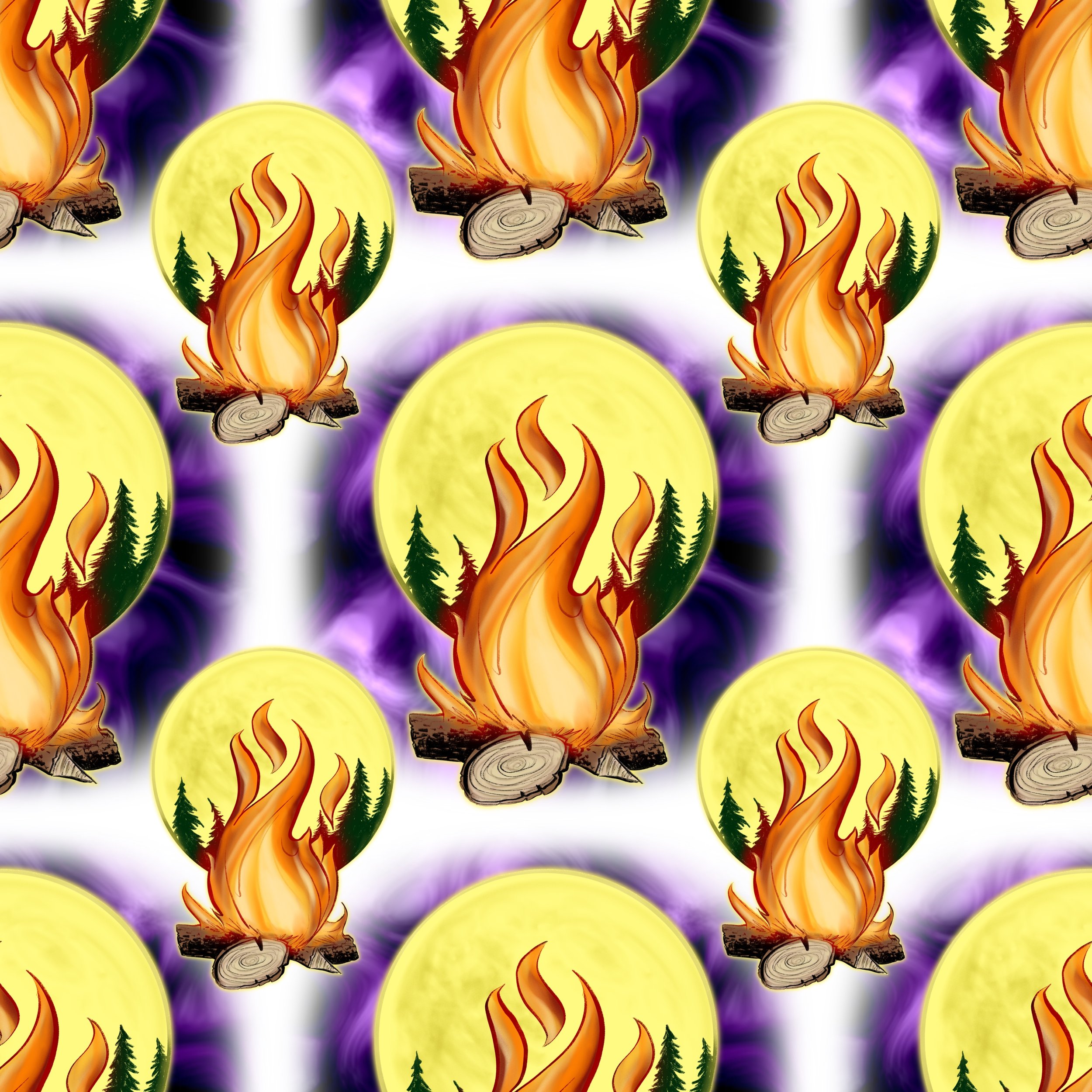 Campfire Purple Moon Background- Half Scale