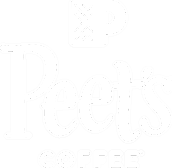 Peet's Coffee logo with stylized text and a coffee cup icon.