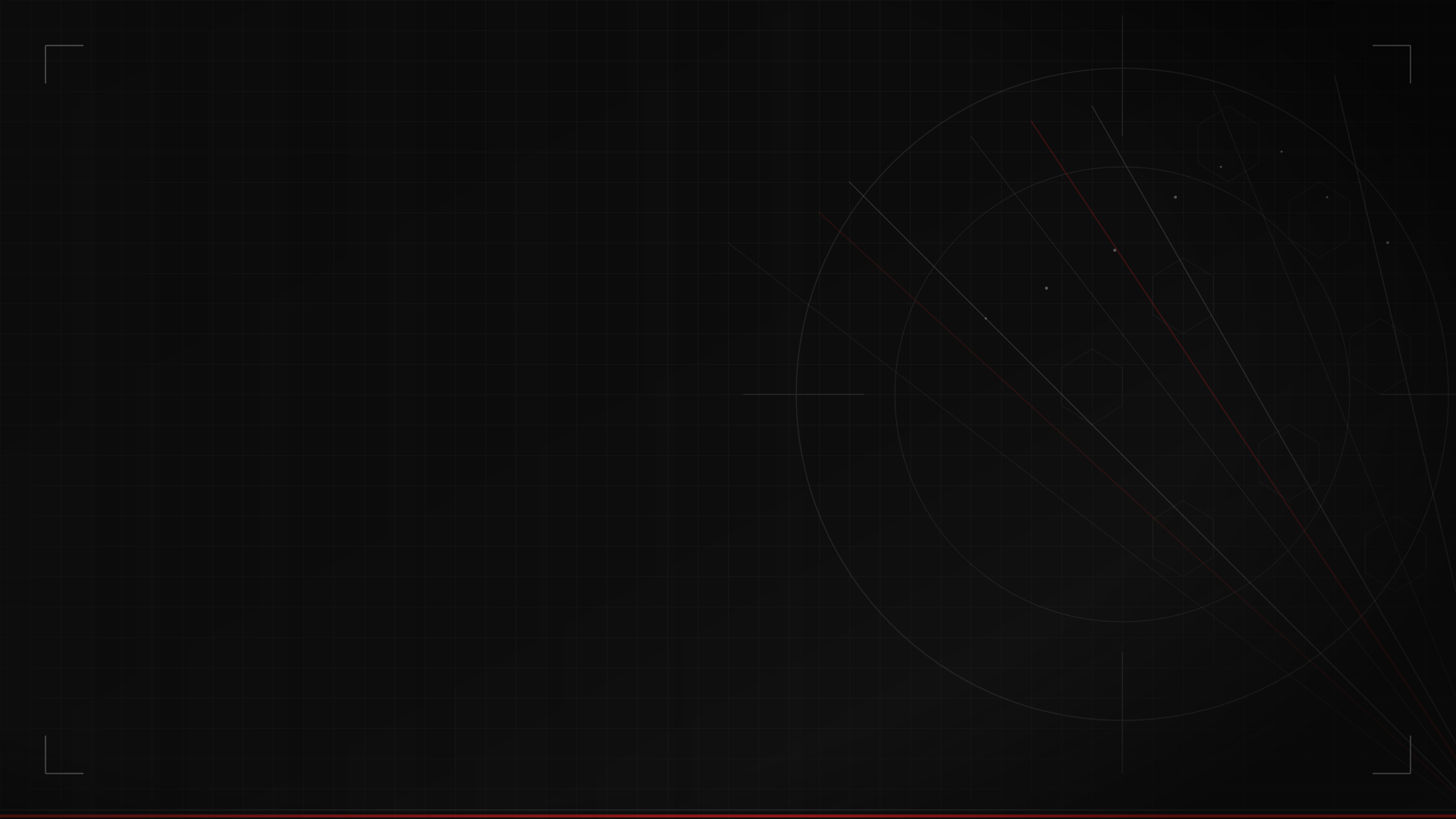 Black digital interface with faint geometric lines and faint lighter circles, some lines in red.