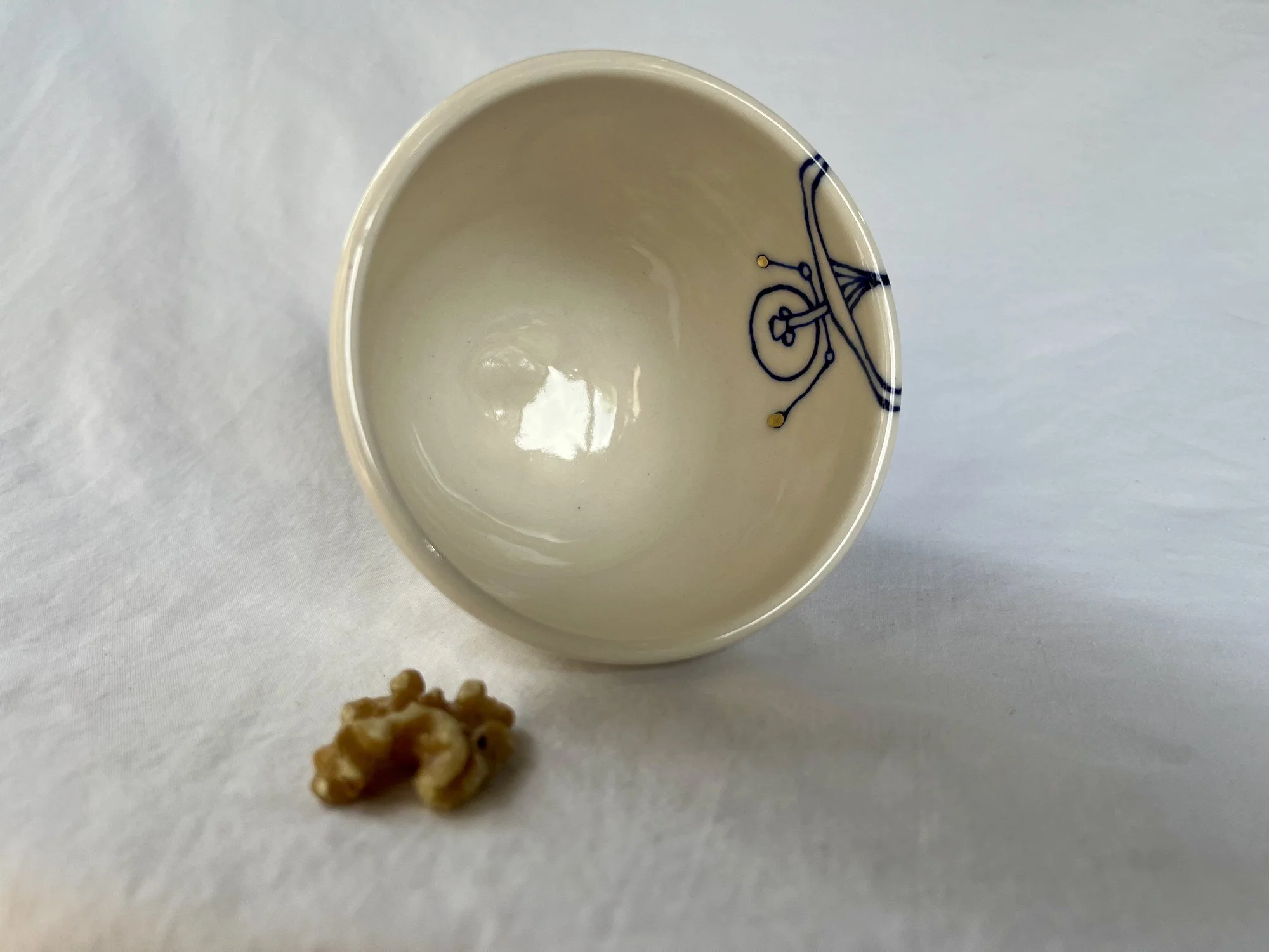 Wheel-thrown porcelain bowl No. 002, hand-painted in Naples, Florida