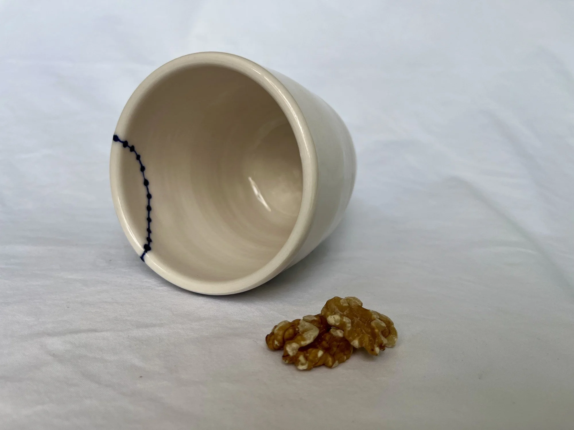 Additional view of hand-painted cobalt and gold luster porcelain mug No. 006