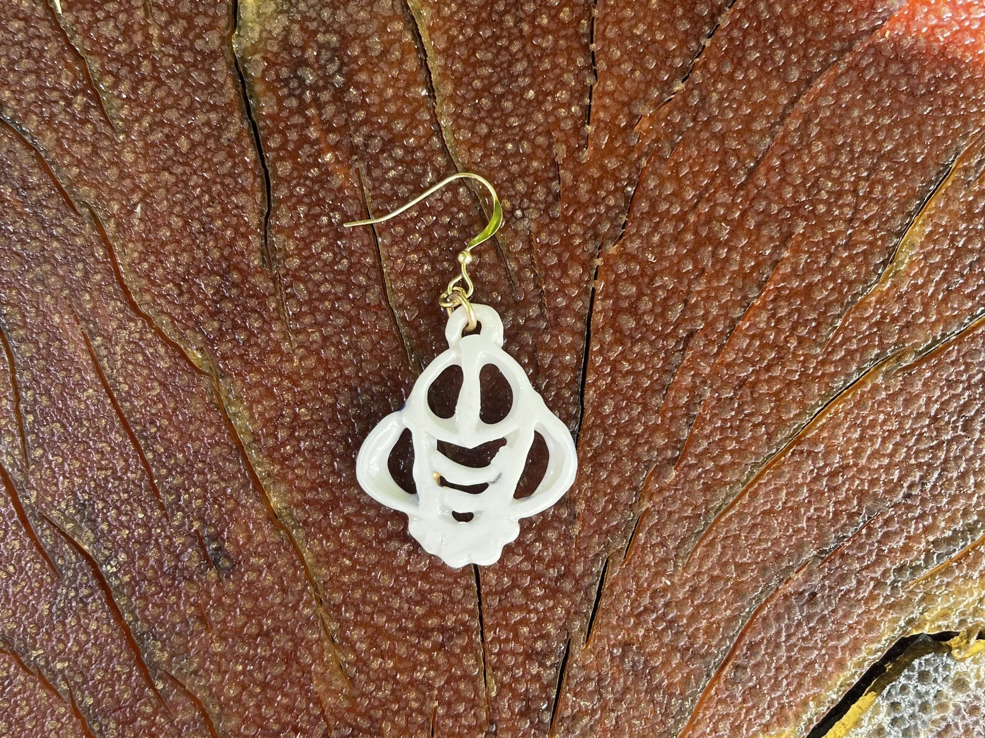 Back of handmade porcelain earring No. 006 on a 14k gold-filled ear wire