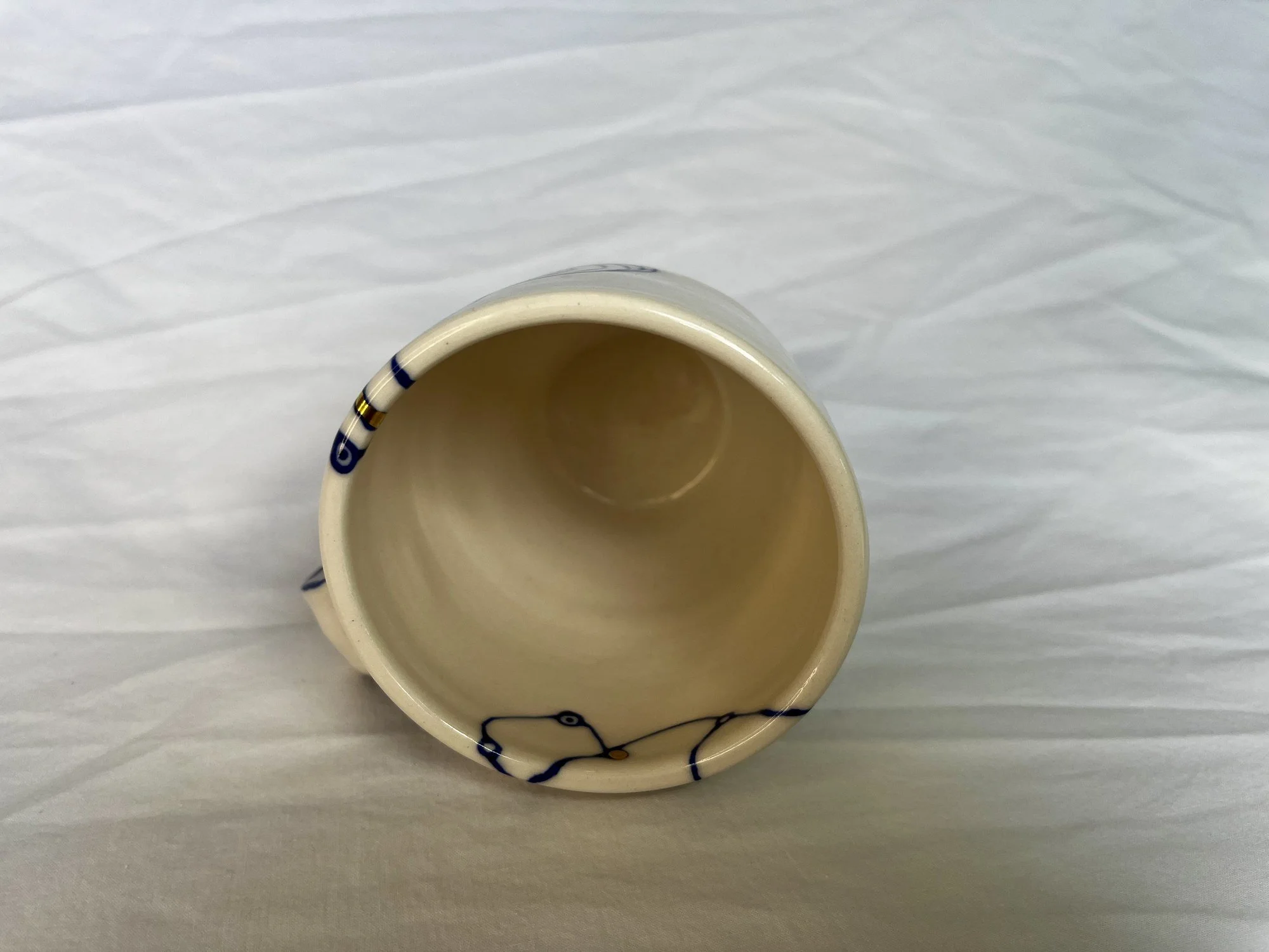 Wheel-thrown porcelain mug No. 025, hand-painted in Naples, Florida
