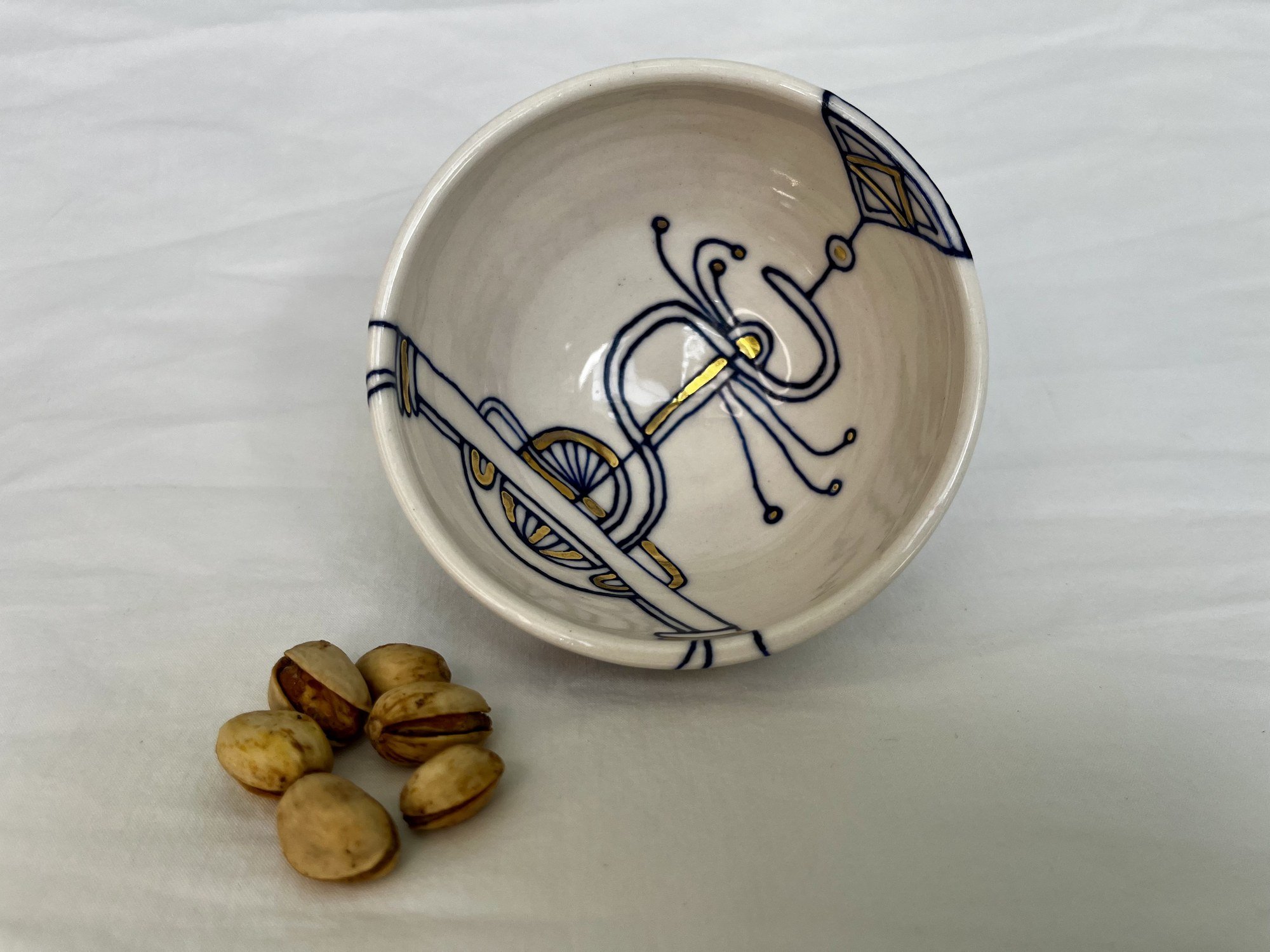 Wheel-thrown porcelain bowl No. 008, hand-painted in Naples, Florida