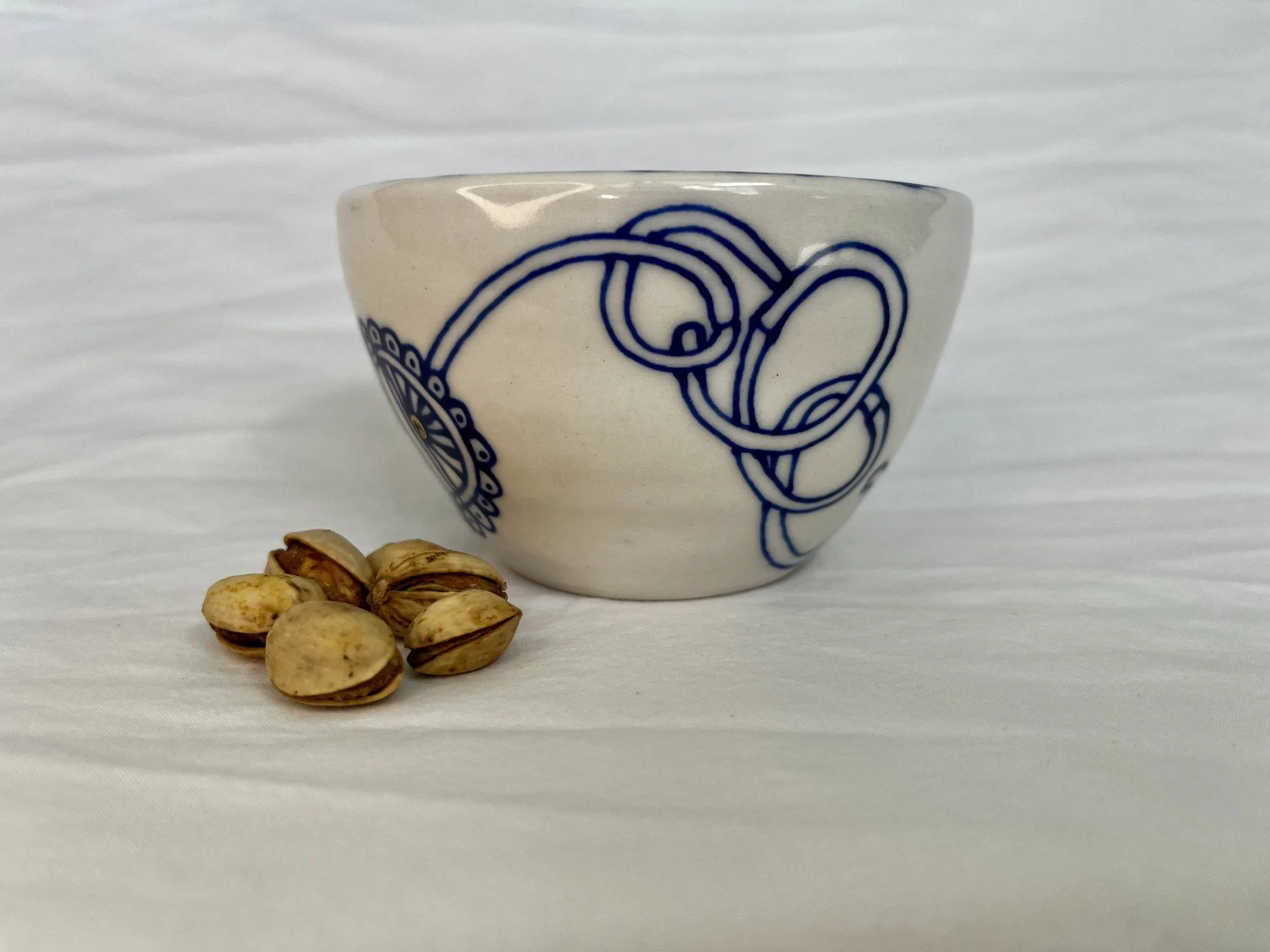 Wheel-thrown porcelain bowl No. 009, hand-painted in Naples, Florida