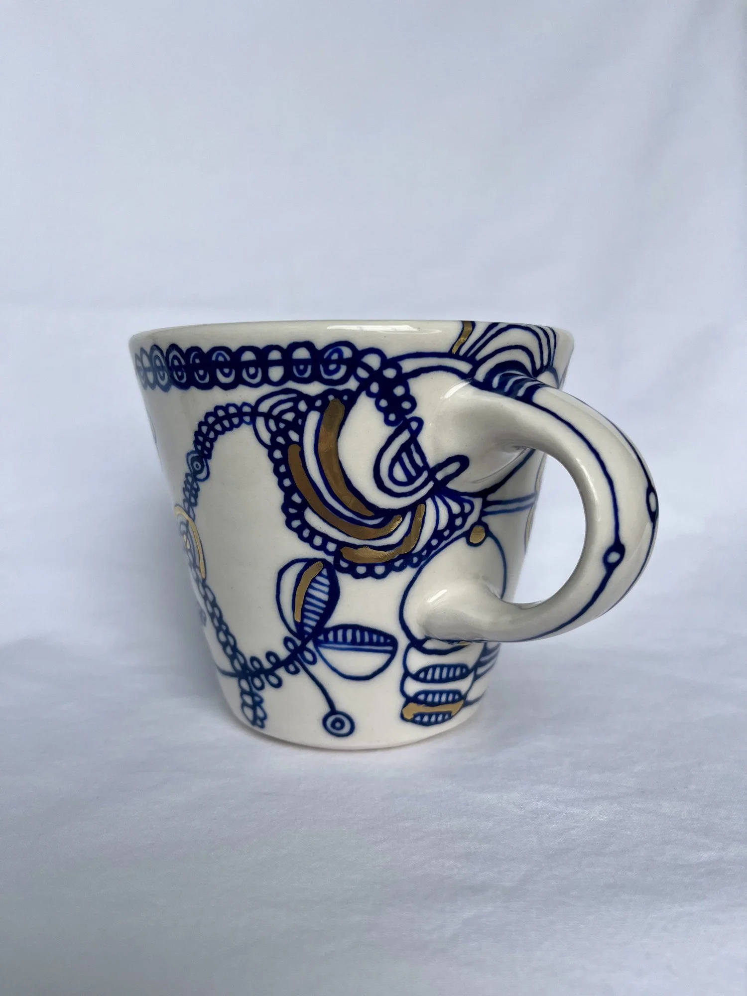Wheel-thrown porcelain mug No. 001, hand-painted in Naples, Florida