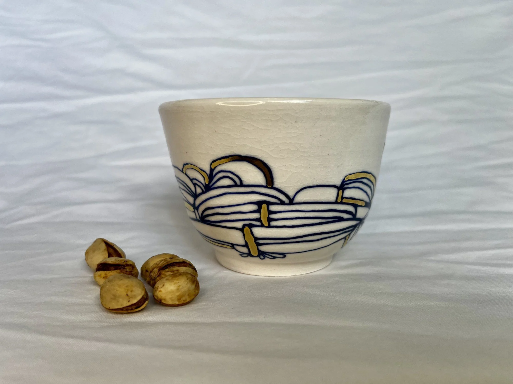 Wheel-thrown porcelain bowl No. 012, hand-painted in Naples, Florida