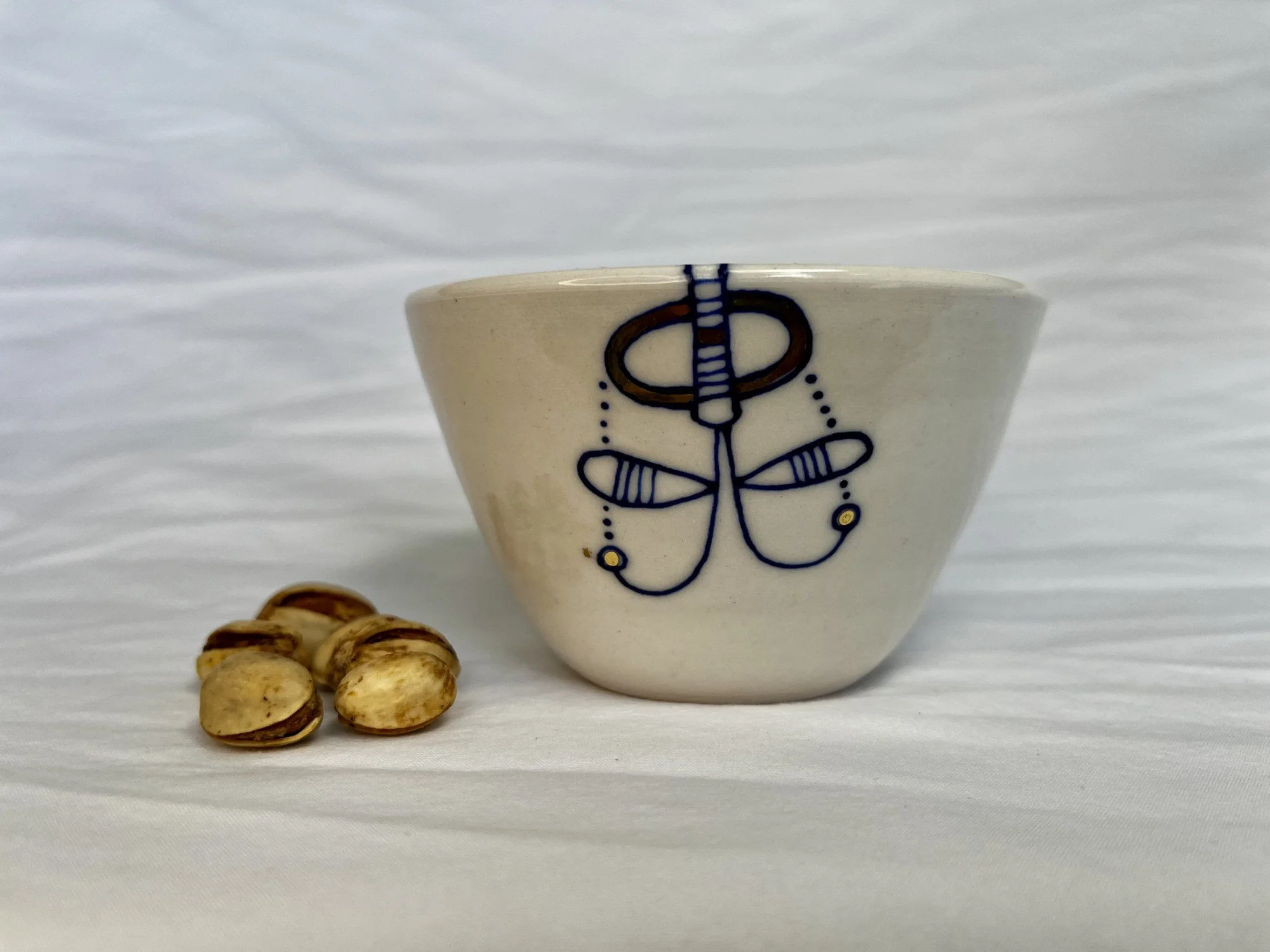 Wheel-thrown porcelain bowl No. 011, hand-painted in Naples, Florida