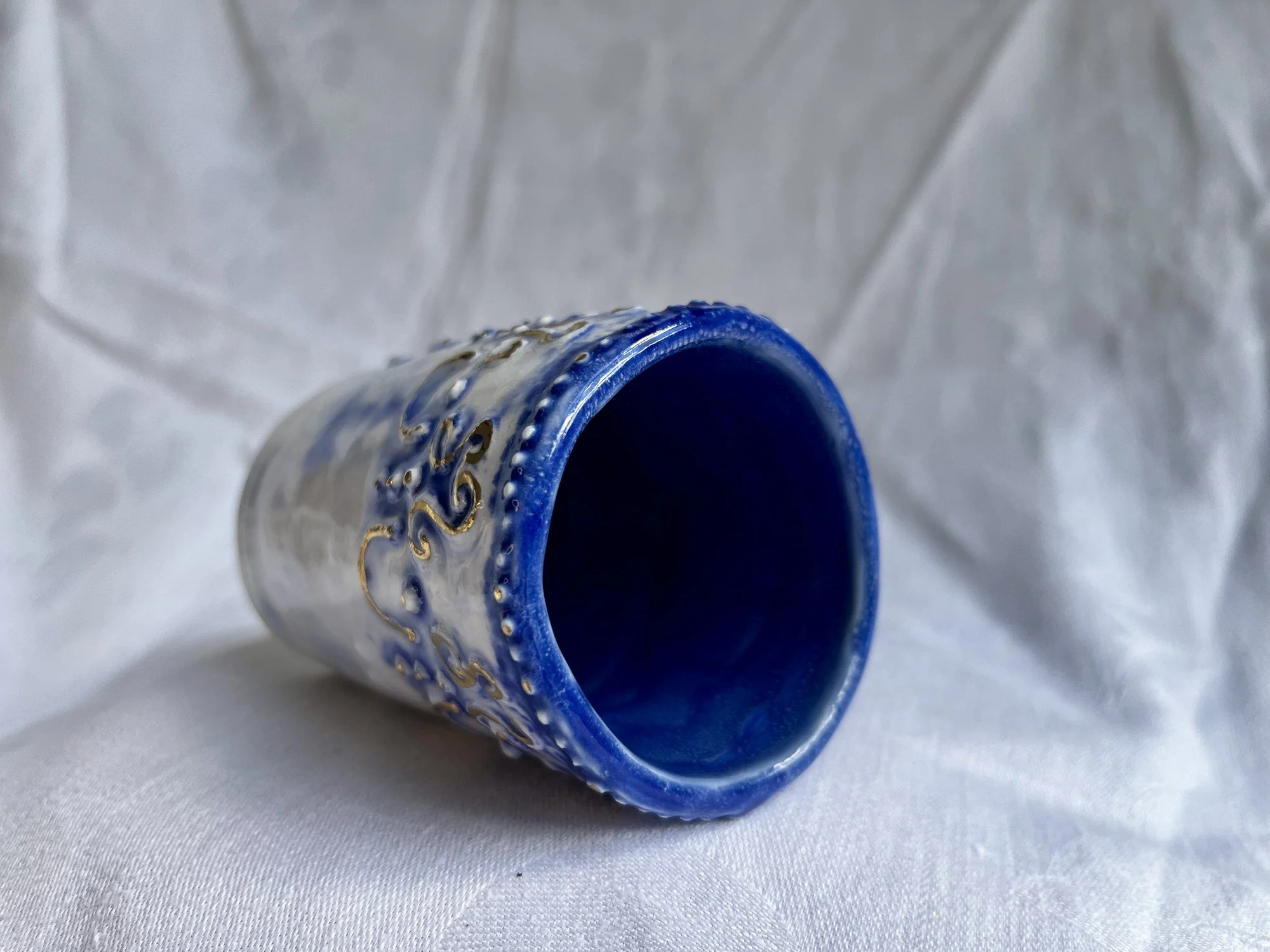 Interior of hand-built porcelain bud vase No. 003, made in Naples, Florida