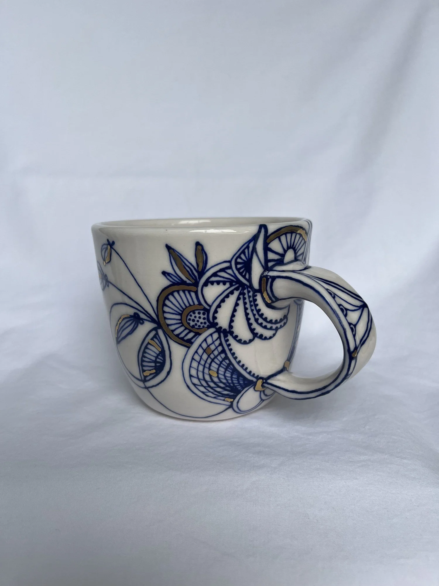 Wheel-thrown porcelain mug No. 003, hand-painted in Naples, Florida