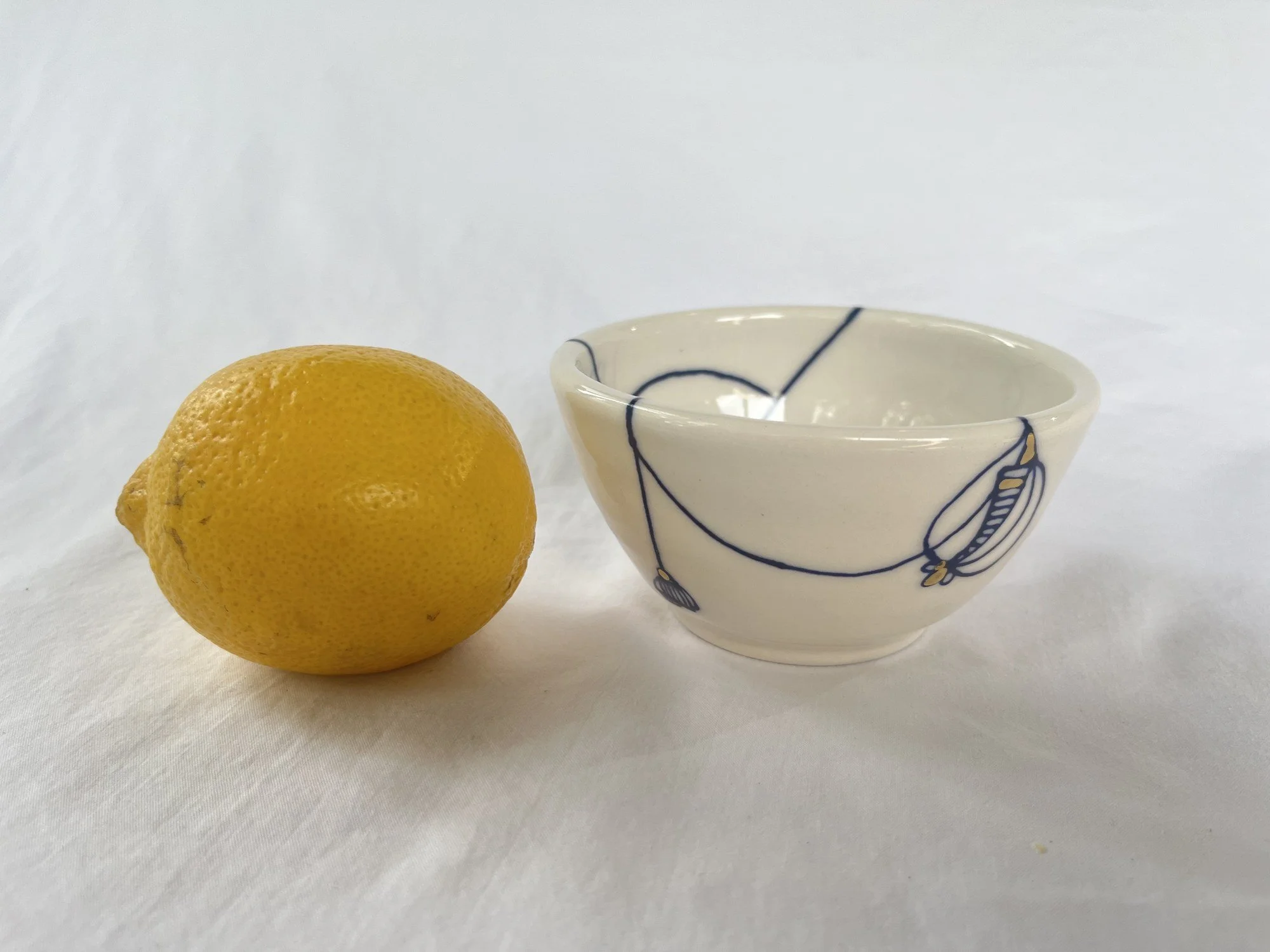 Hand-painted cobalt blue and gold luster porcelain bowl No. 004 by Cypress Knees Ceramics