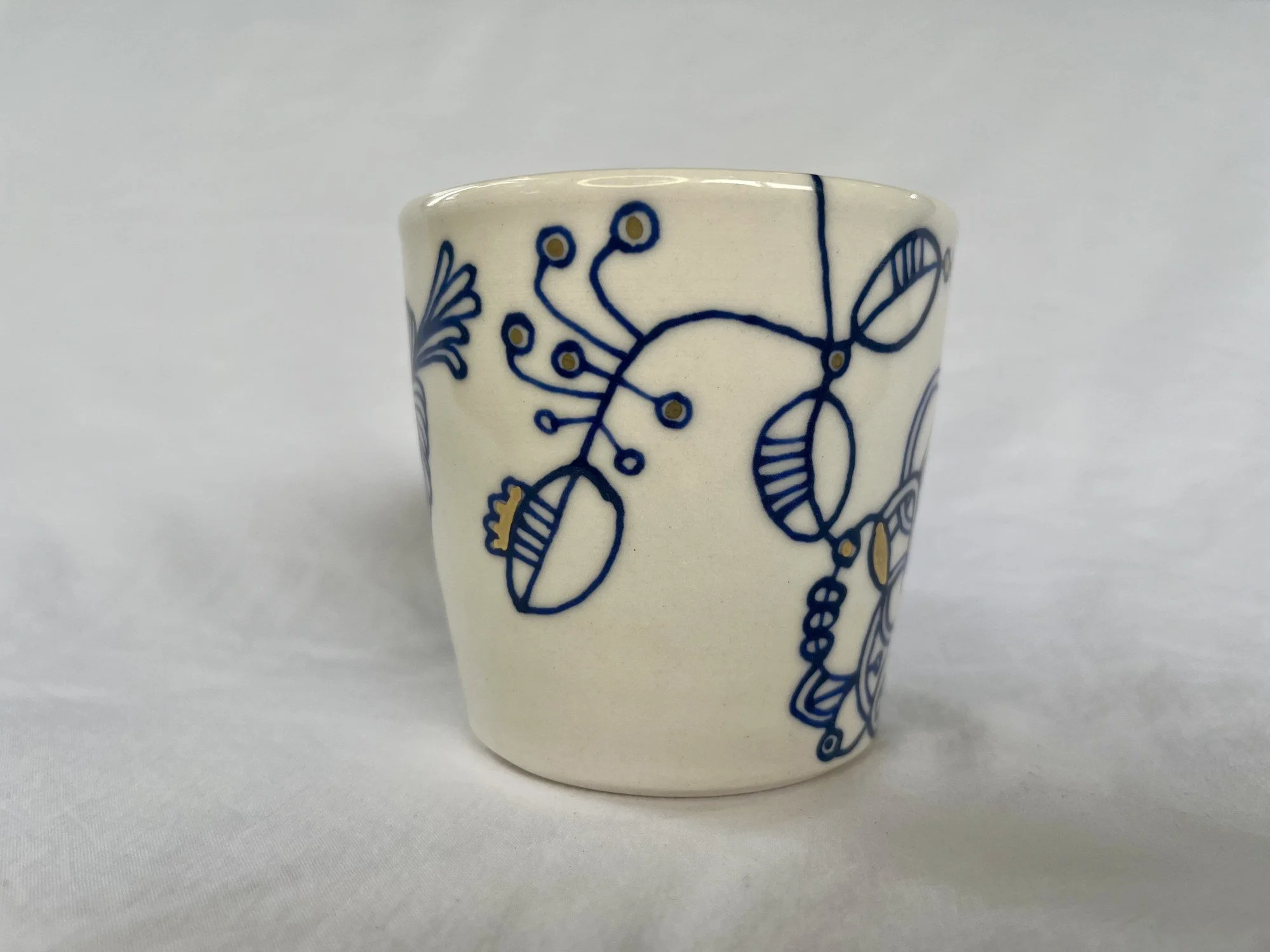 Wheel-thrown porcelain mug No. 021, hand-painted in Naples, Florida