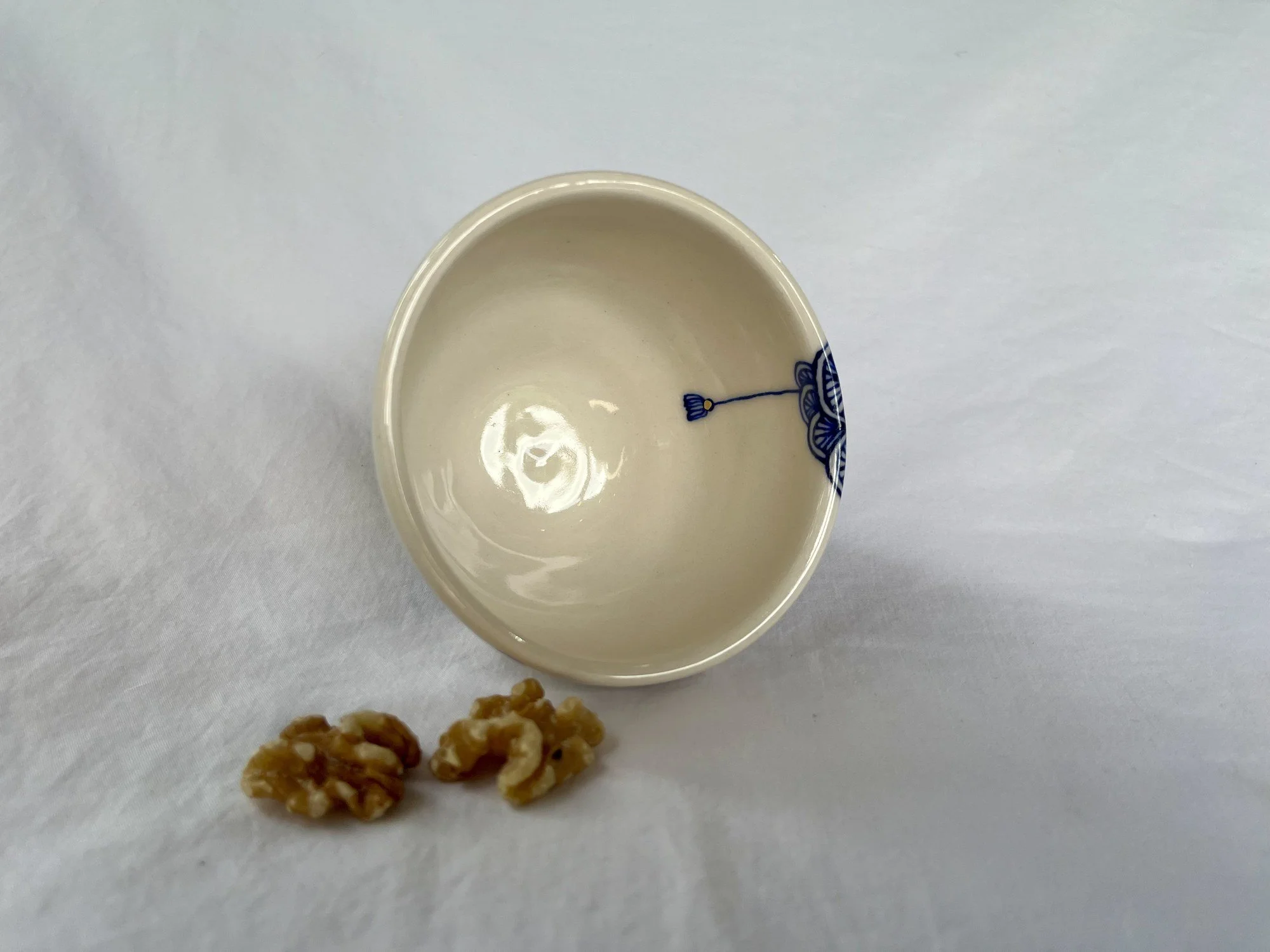 Wheel-thrown porcelain bowl No. 001, hand-painted in Naples, Florida