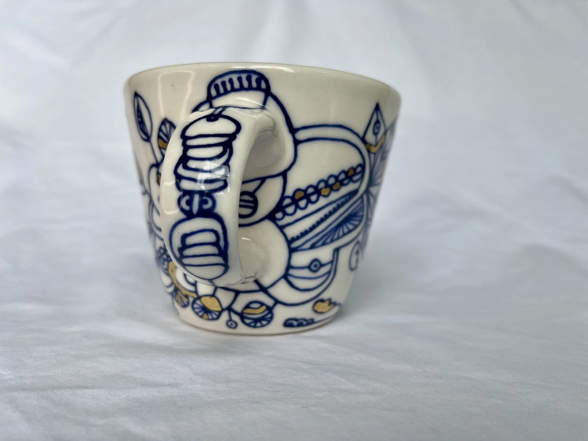 Wheel-thrown porcelain mug No. 004, hand-painted in Naples, Florida
