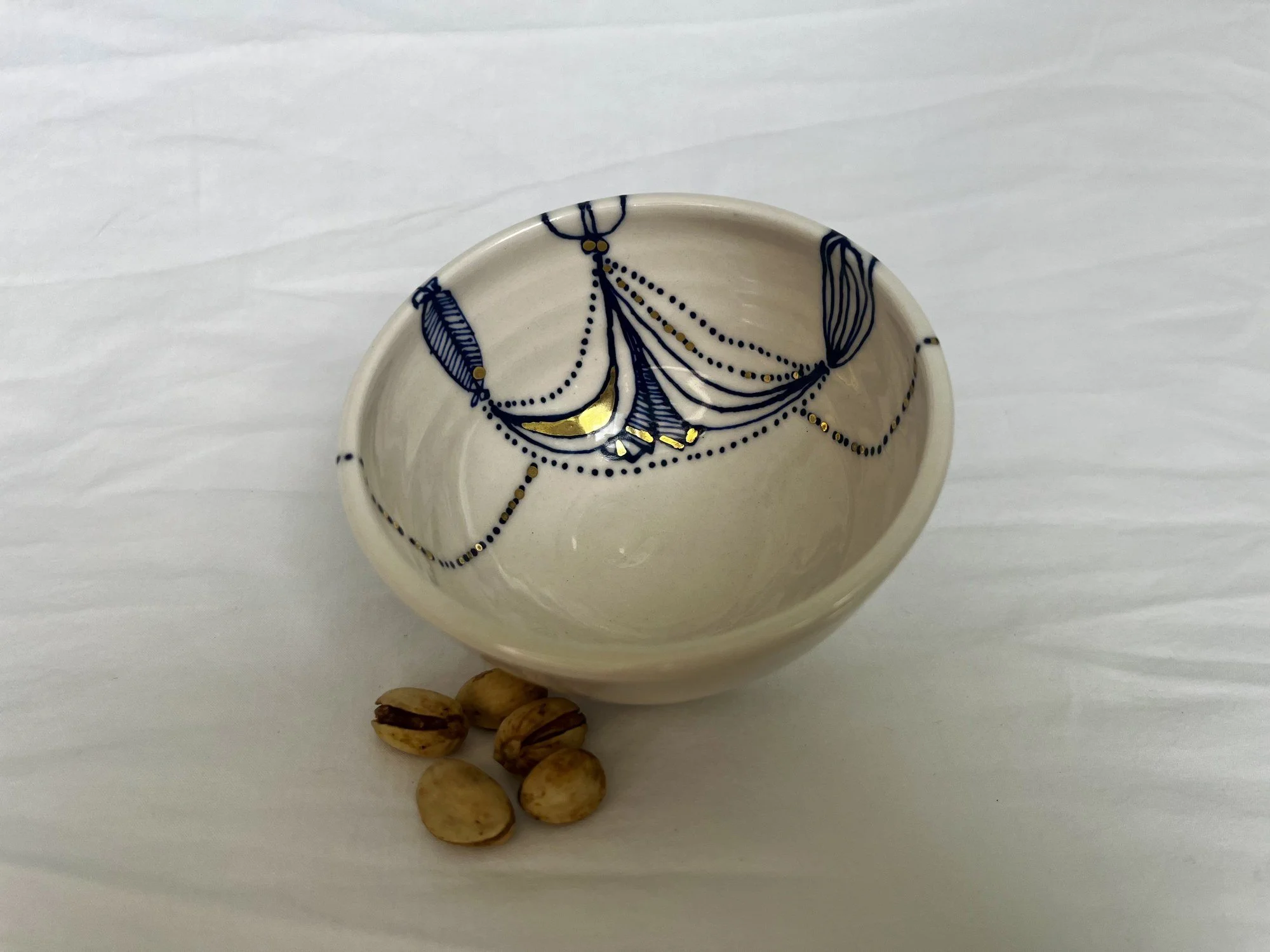 Wheel-thrown porcelain bowl No. 013, hand-painted in Naples, Florida
