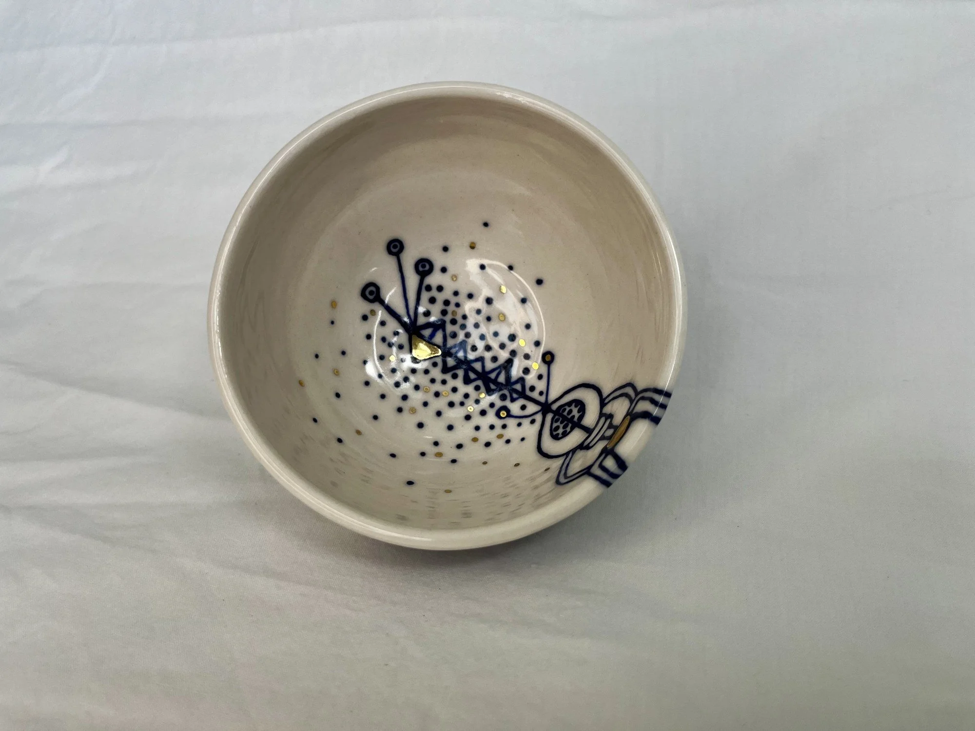 Wheel-thrown porcelain bowl No. 007, hand-painted in Naples, Florida