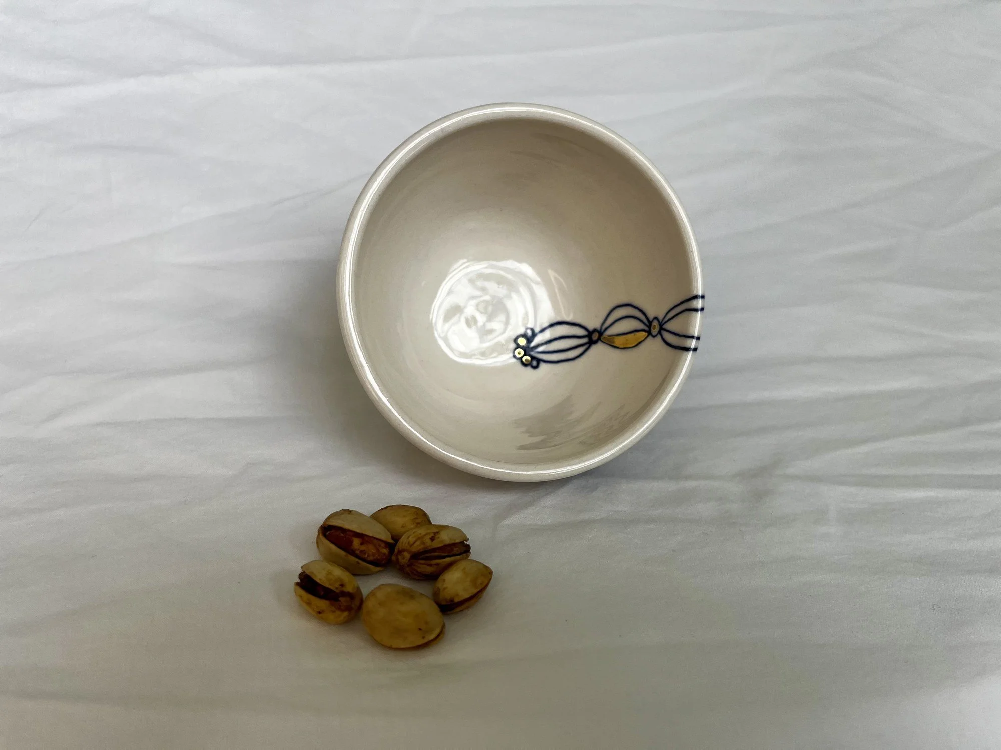 Wheel-thrown porcelain bowl No. 005, hand-painted in Naples, Florida
