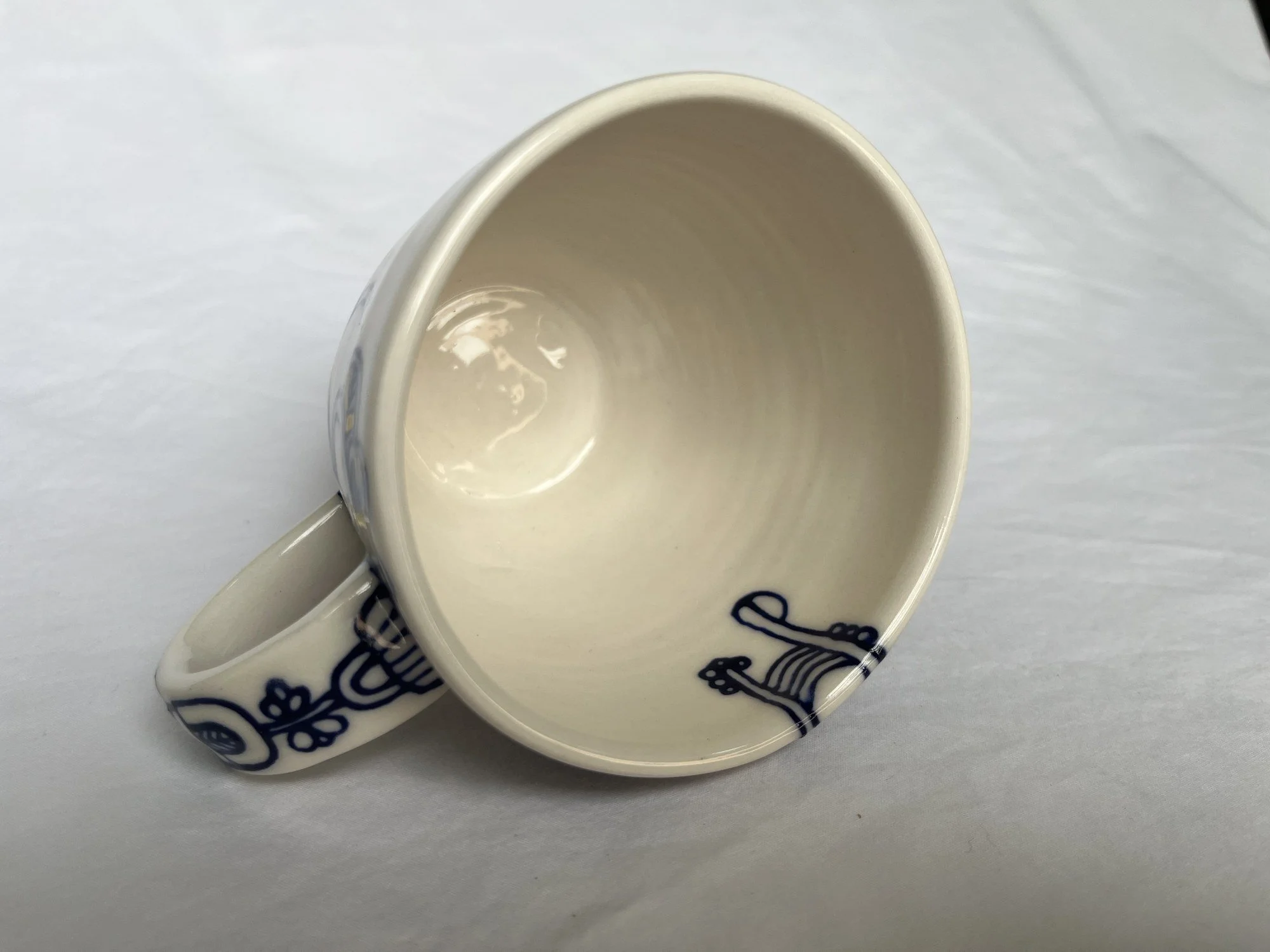 Wheel-thrown porcelain mug No. 018, hand-painted in Naples, Florida