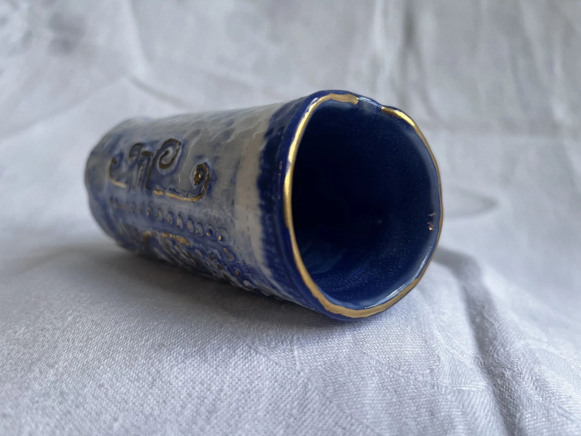 Interior of hand-built porcelain bud vase No. 002, made in Naples, Florida