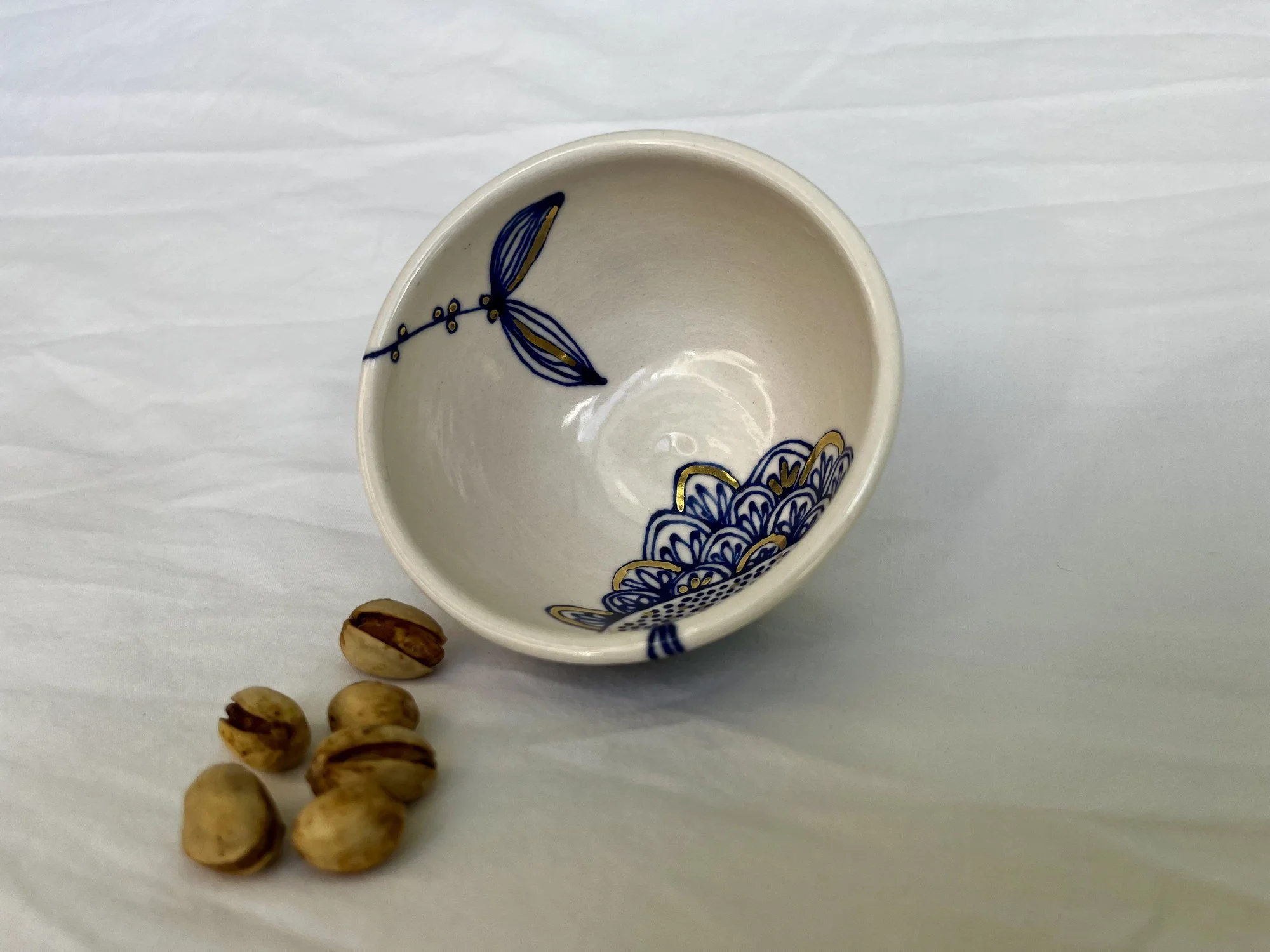 Wheel-thrown porcelain bowl No. 010, hand-painted in Naples, Florida