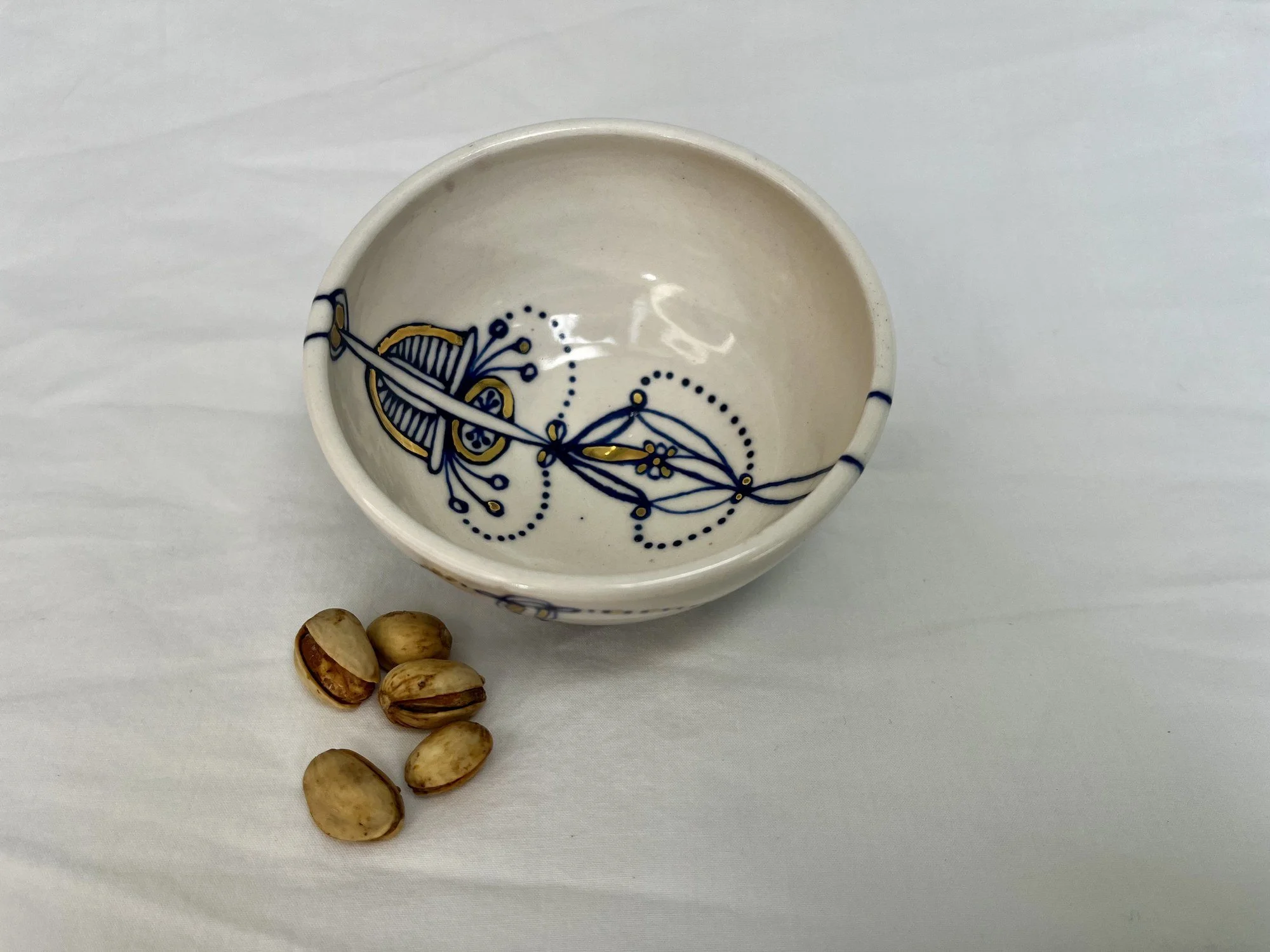 Wheel-thrown porcelain bowl No. 006, hand-painted in Naples, Florida