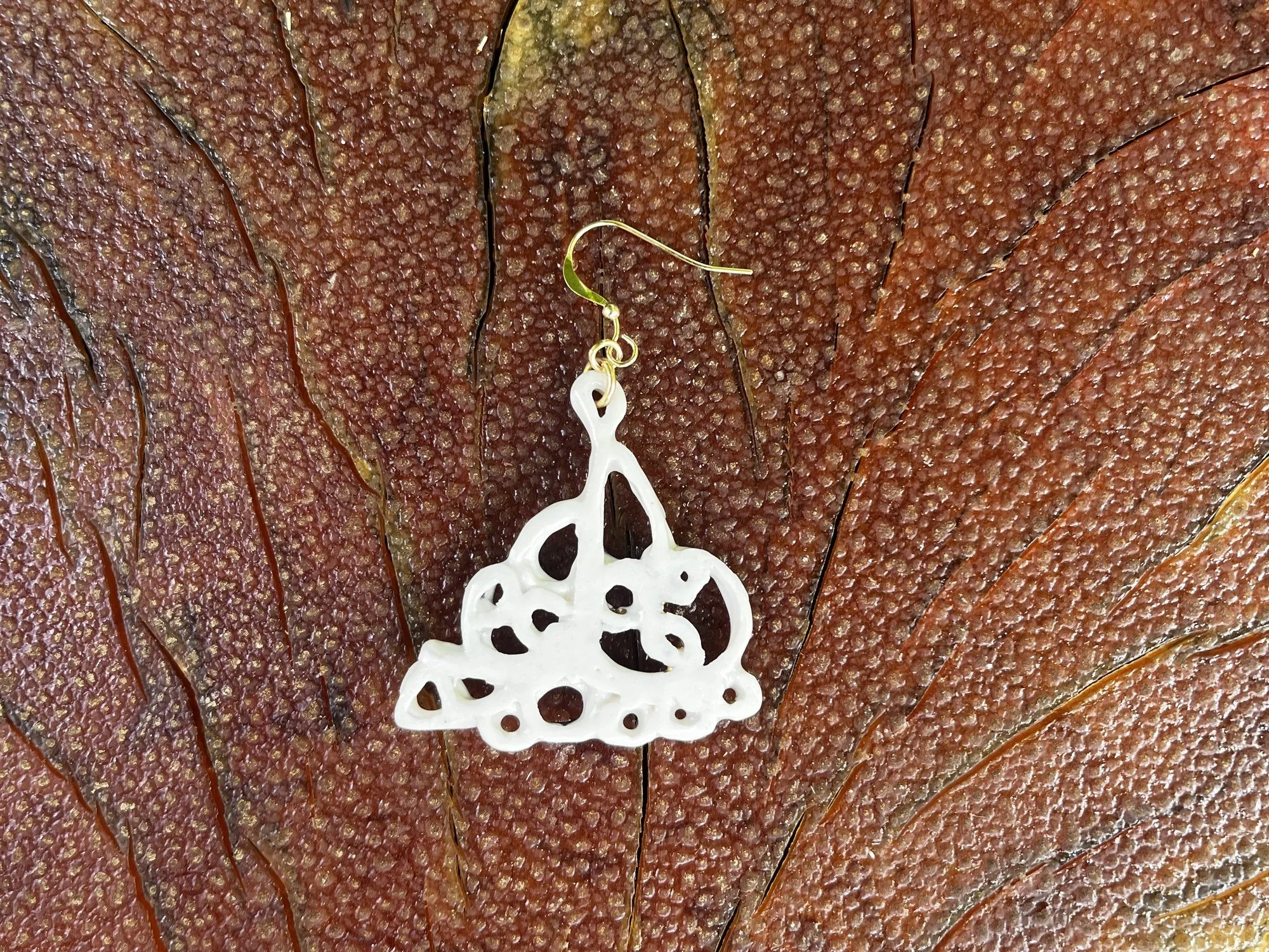 Back of handmade porcelain earring No. 007 on a 14k gold-filled ear wire