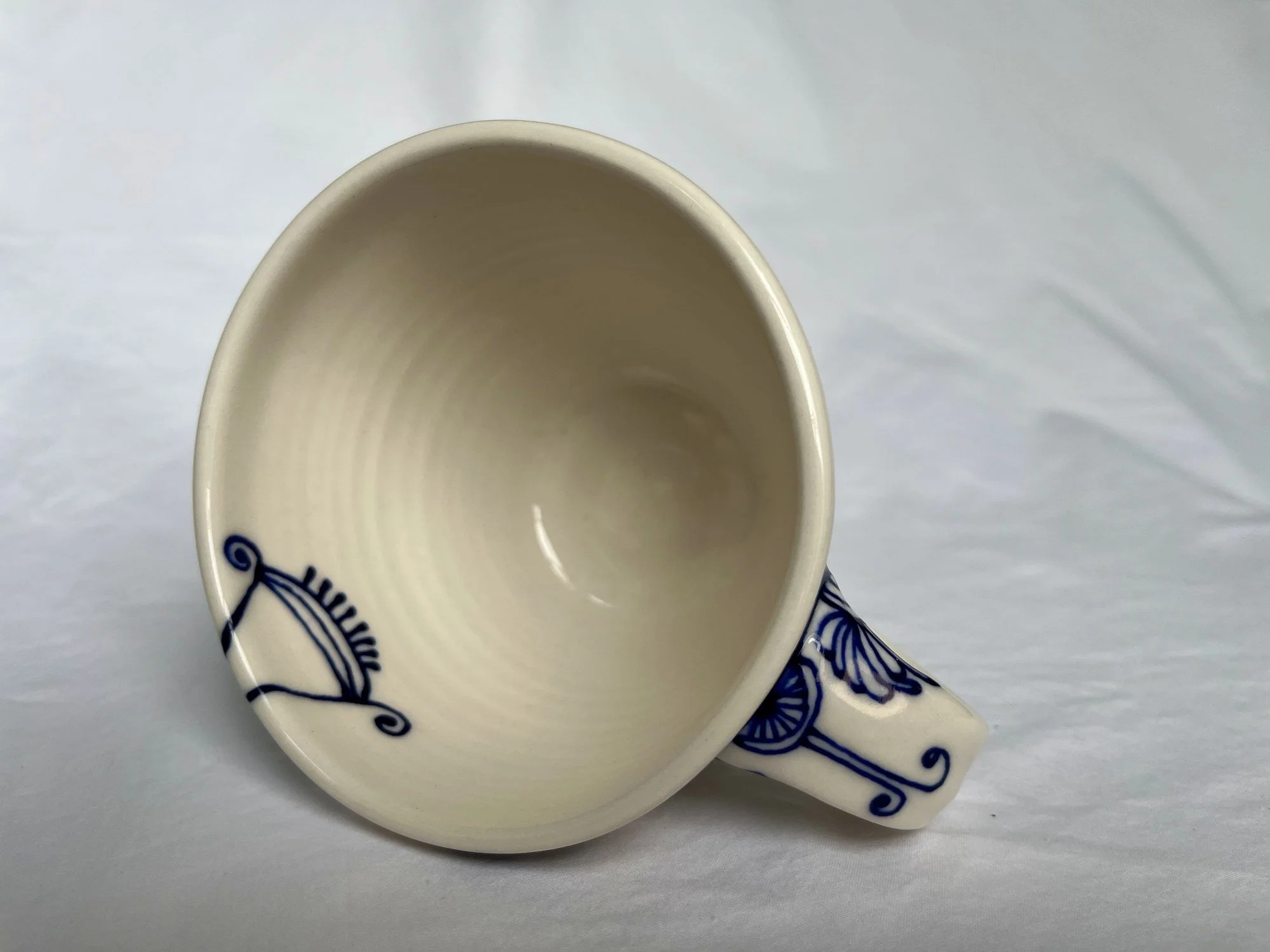 Wheel-thrown porcelain mug No. 008, hand-painted in Naples, Florida