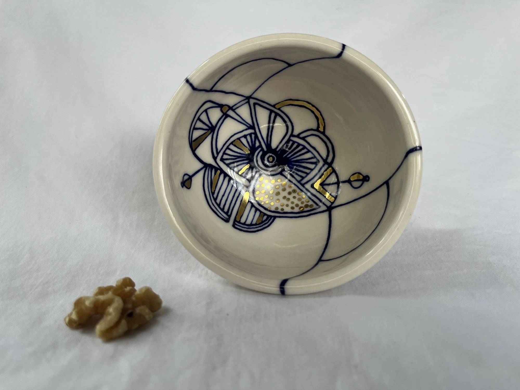 Wheel-thrown porcelain bowl No. 004, hand-painted in Naples, Florida