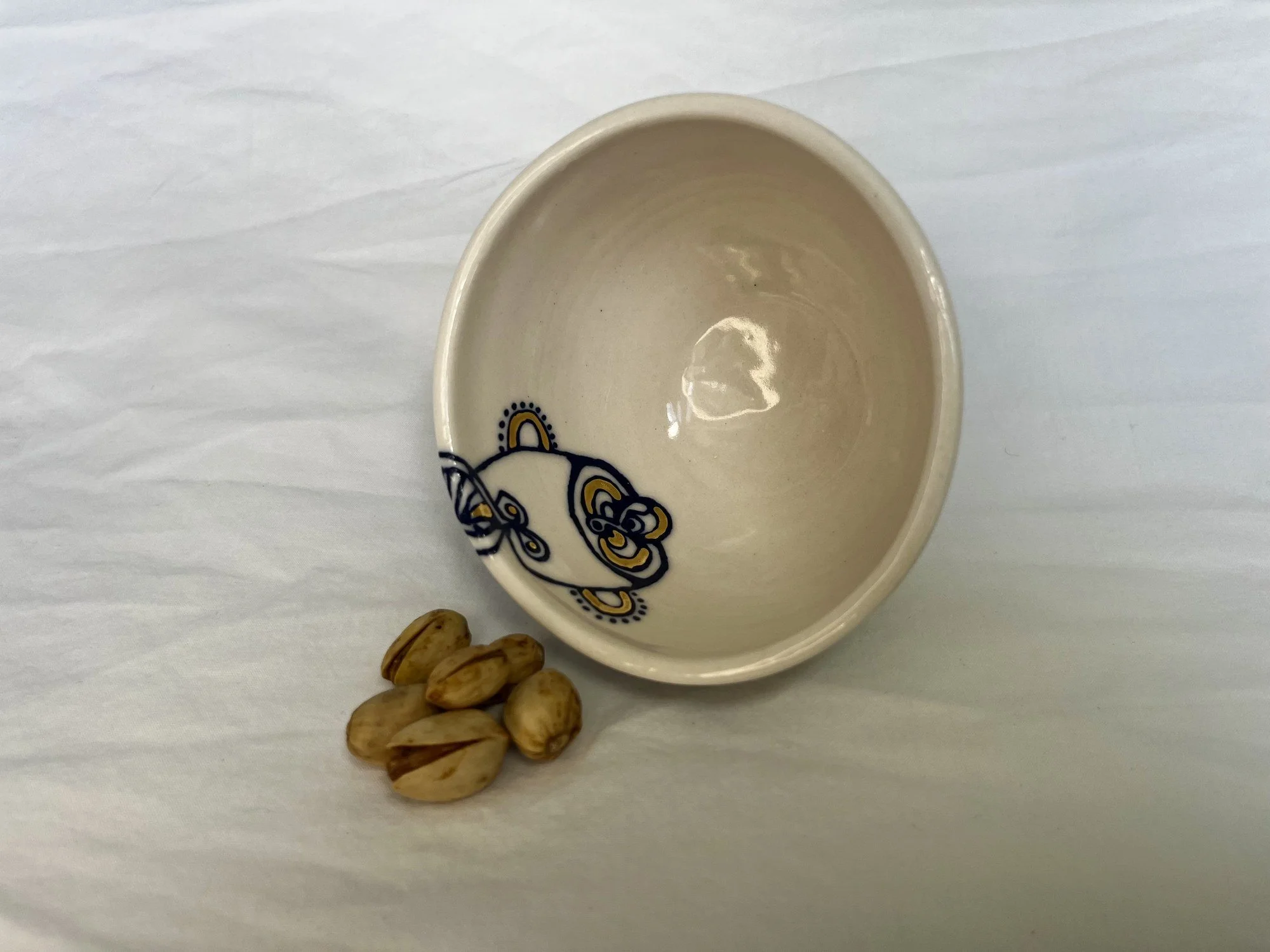 Wheel-thrown porcelain bowl No. 015, hand-painted in Naples, Florida