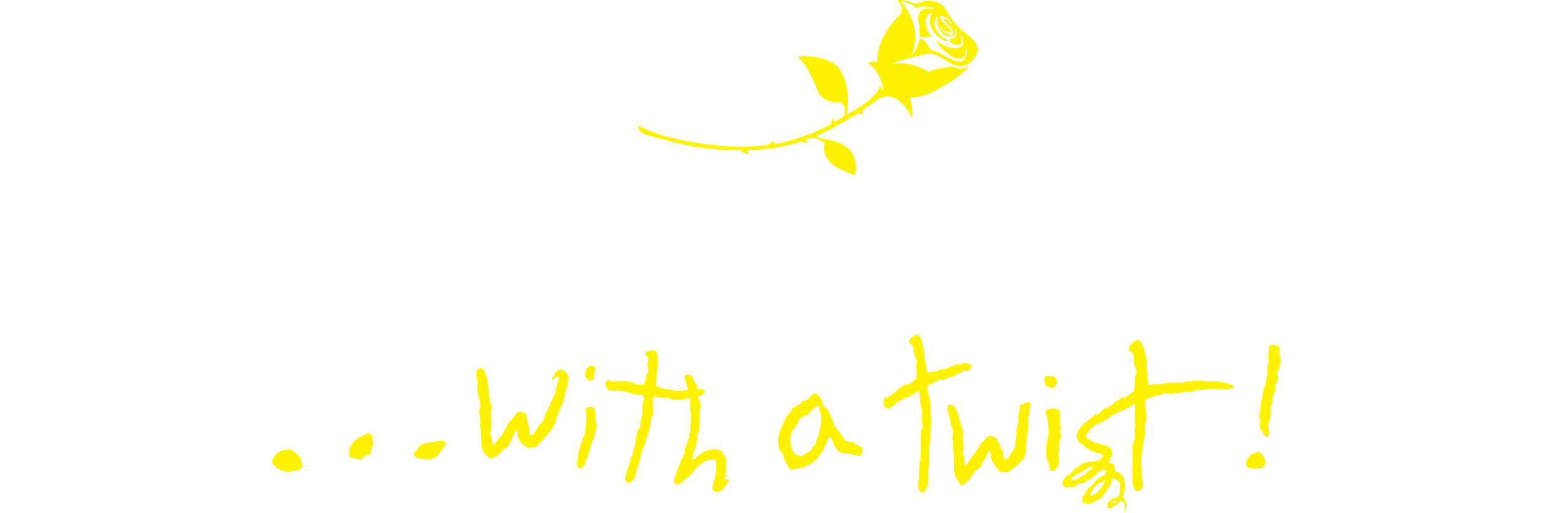 Logo with a yellow rose that reads 'Romeo & Juliet... with a twist!'