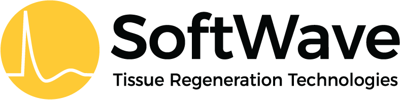 SoftWave Tissue Regeneration Technologies logo with a yellow circle and an electrocardiogram line, company name in black text.