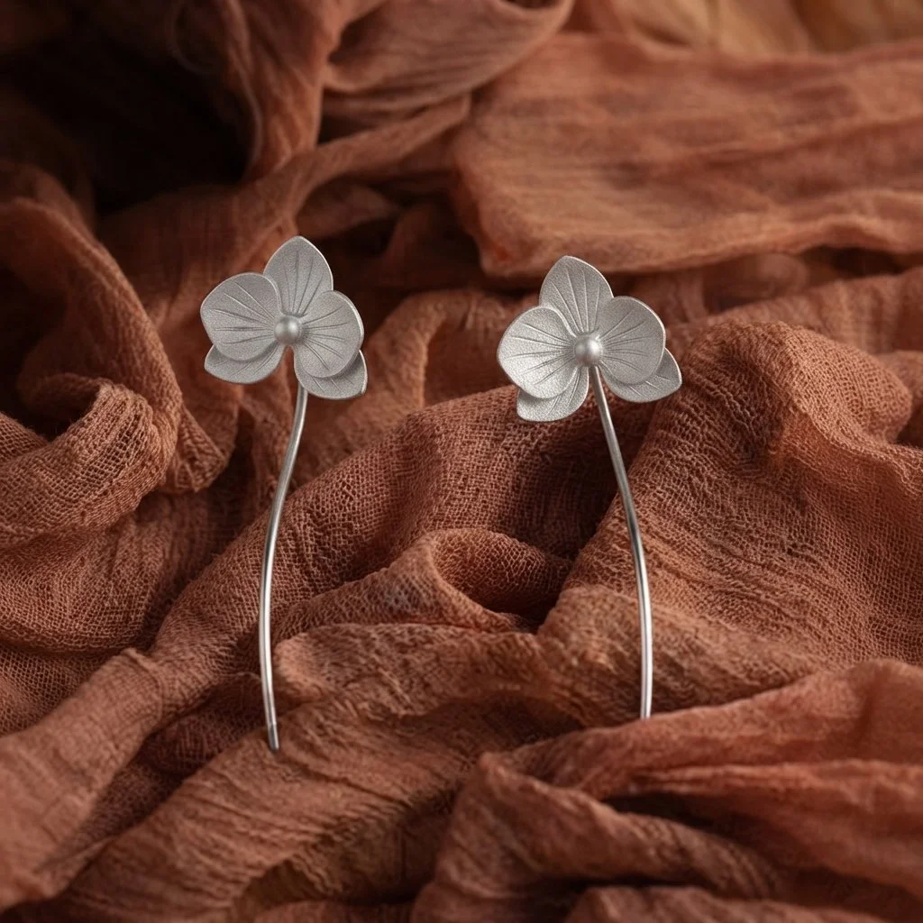 Aretes largos orquídeas