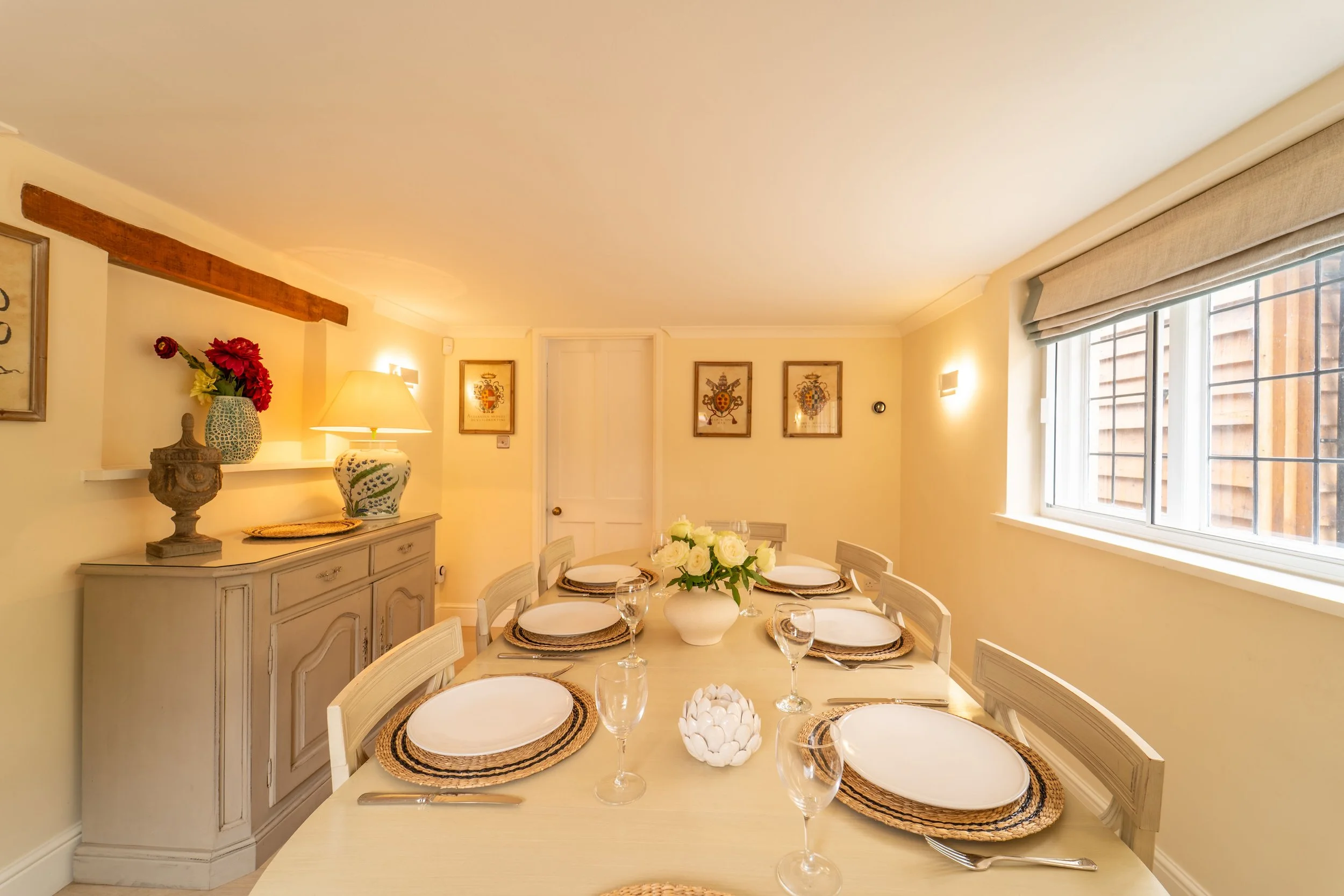 Shared dining space at our Cotswolds retreat house