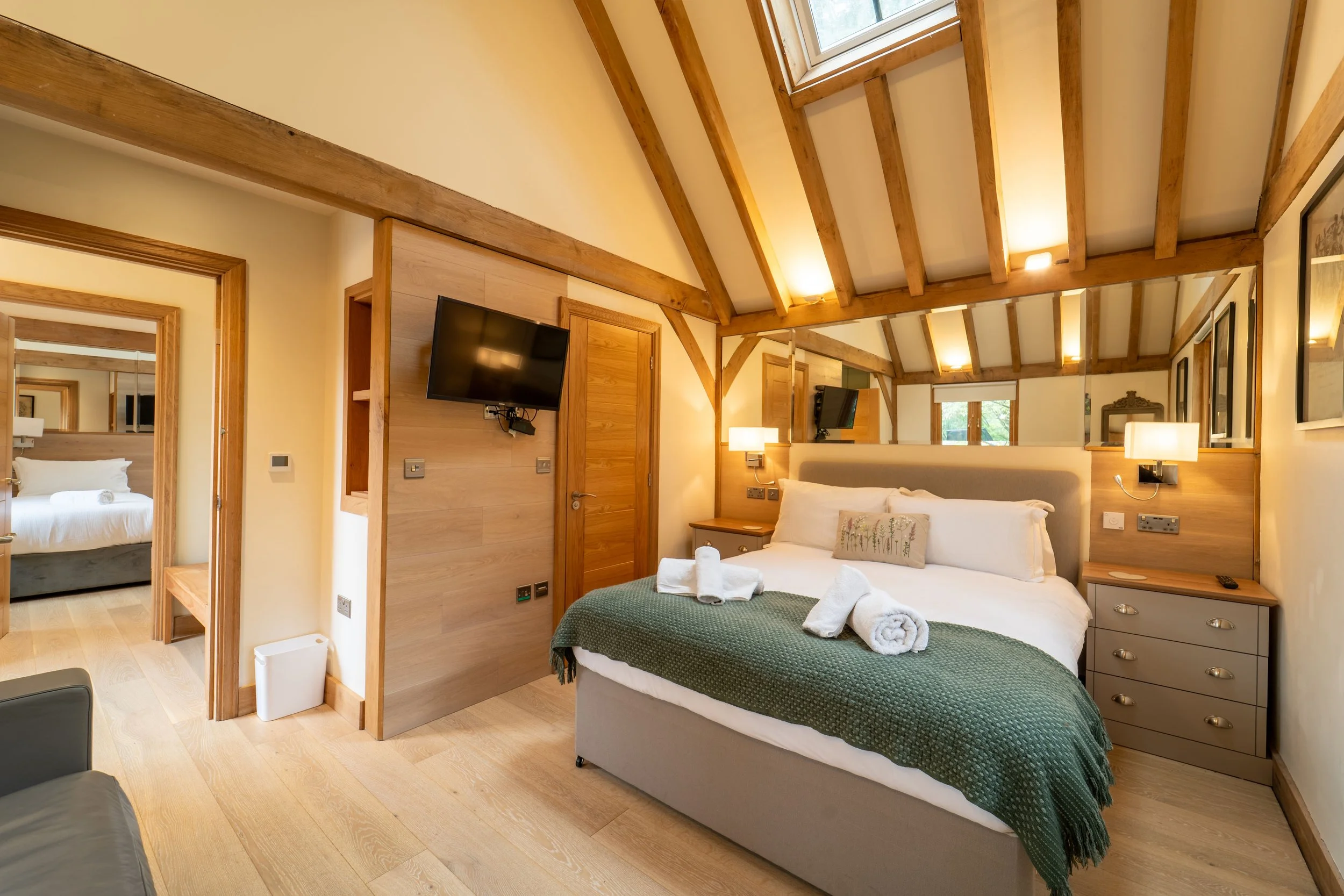 Luxury double bedroom at our retreat house in the Cotswolds