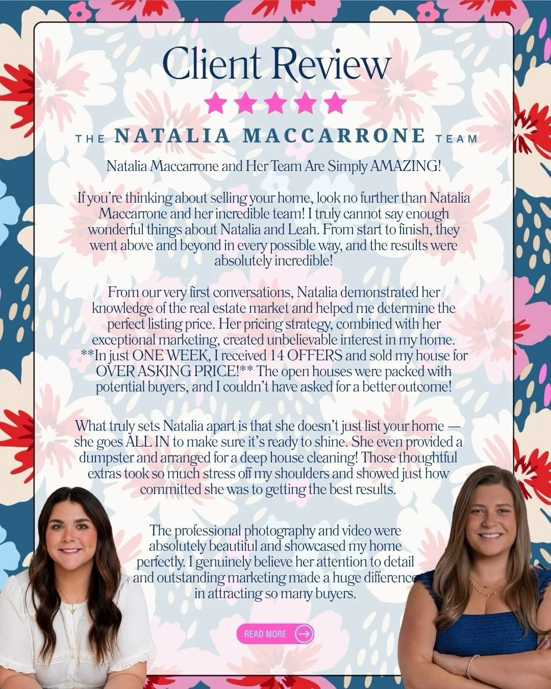 Reviews like this mean more to us than we can put into words. 

Of course, we love celebrating the wins. A revolving door open house, 14 offers, and a successful sale! But what means even more is knowing our clients felt supported, cared for, and con