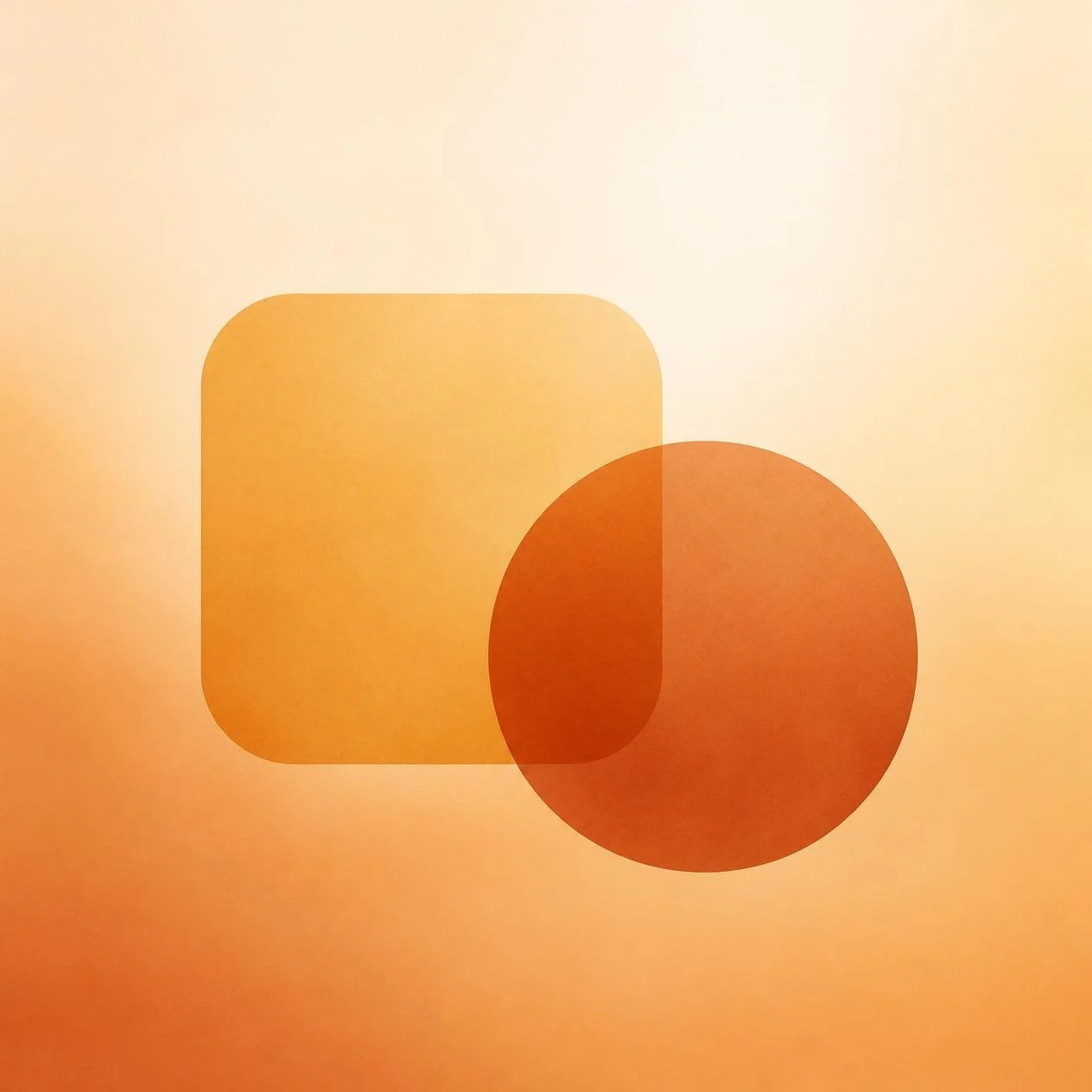 Abstract illustration of a square and circle gently overlapping in warm amber and rust tones, representing the idea that you're not the wrong shape — you're just in the wrong space